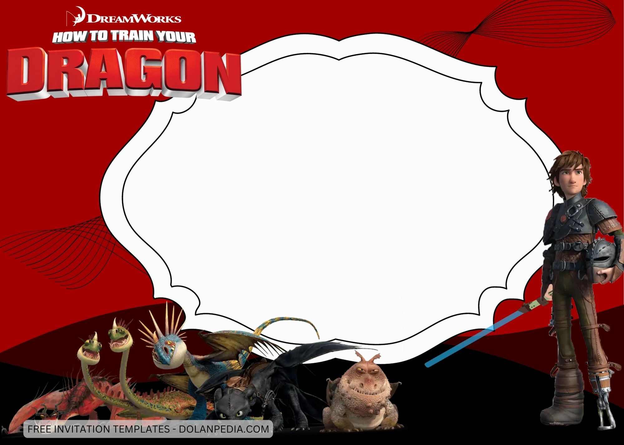 Blank How to Train Your Dragon Birthday Invitation Templates Two