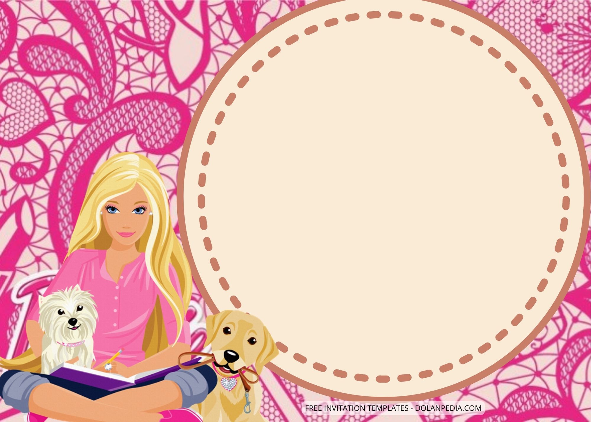 Blank Pink Barbie Birthday Invitation Templates Nine