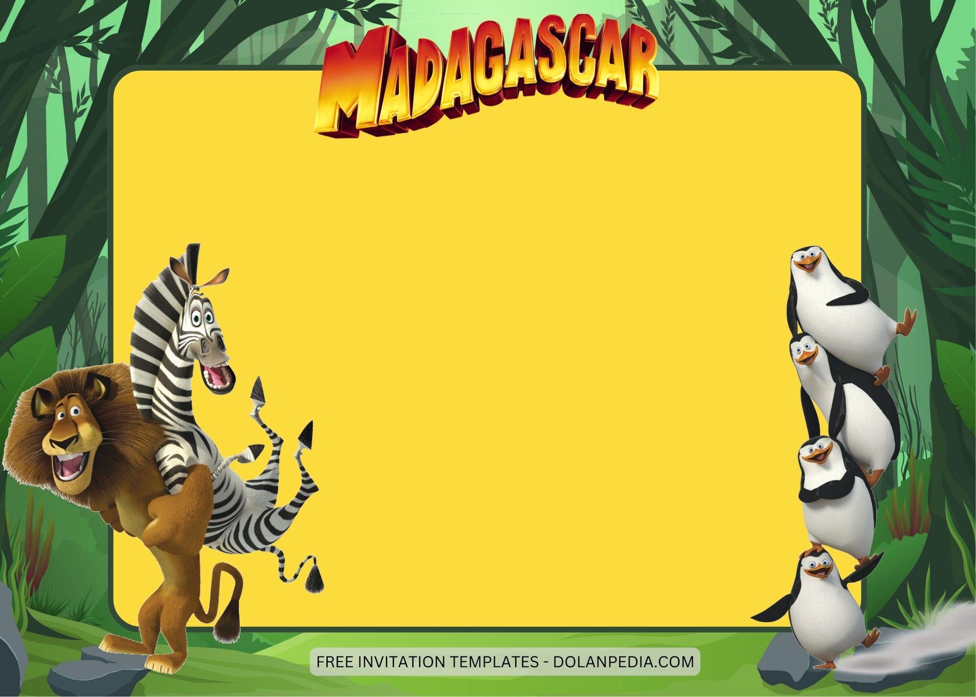 Blank Madagascar Birthday Invitation Templates Five