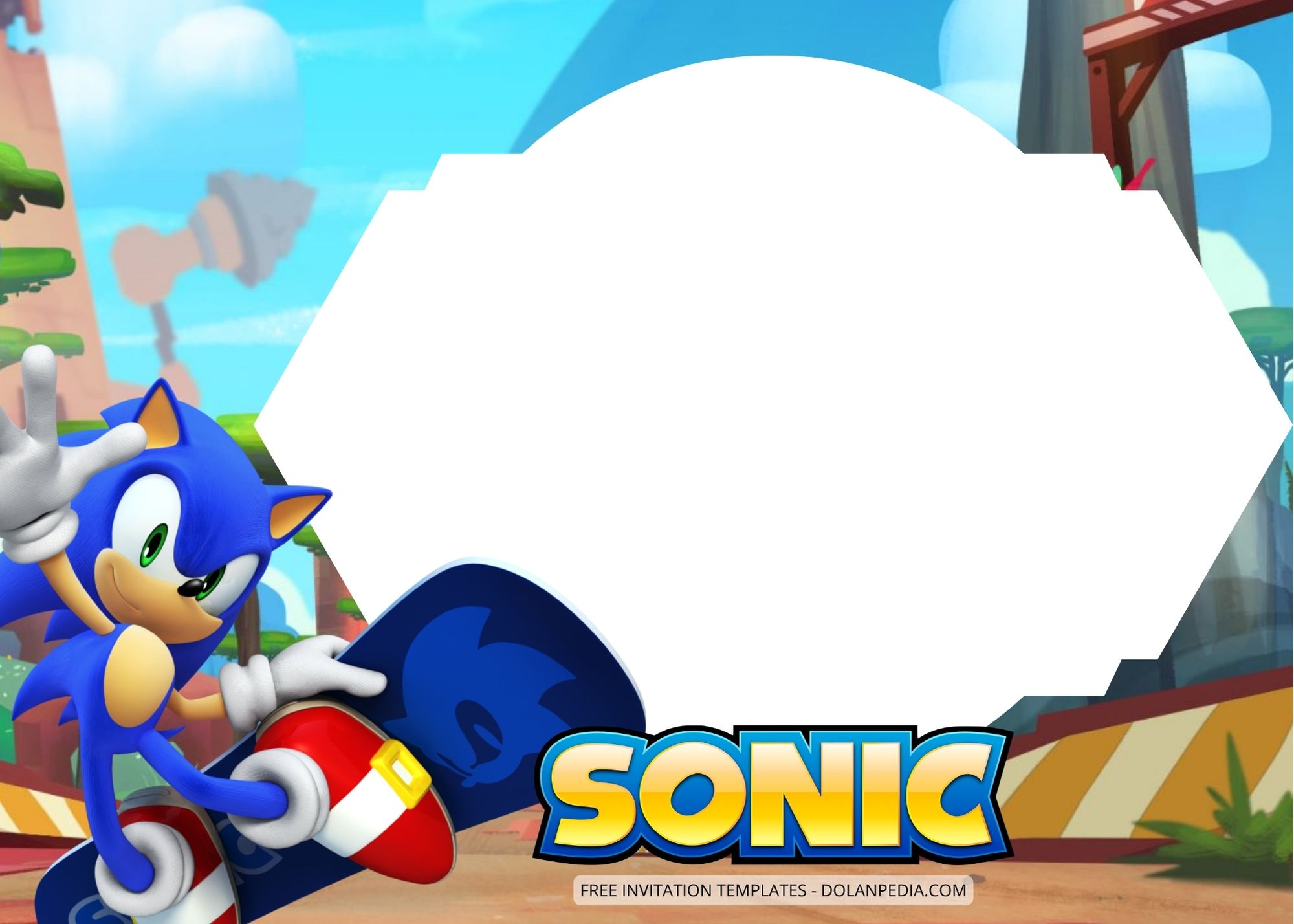 Blank Sonic The Hedgehog Birthday Invitation Templates Four