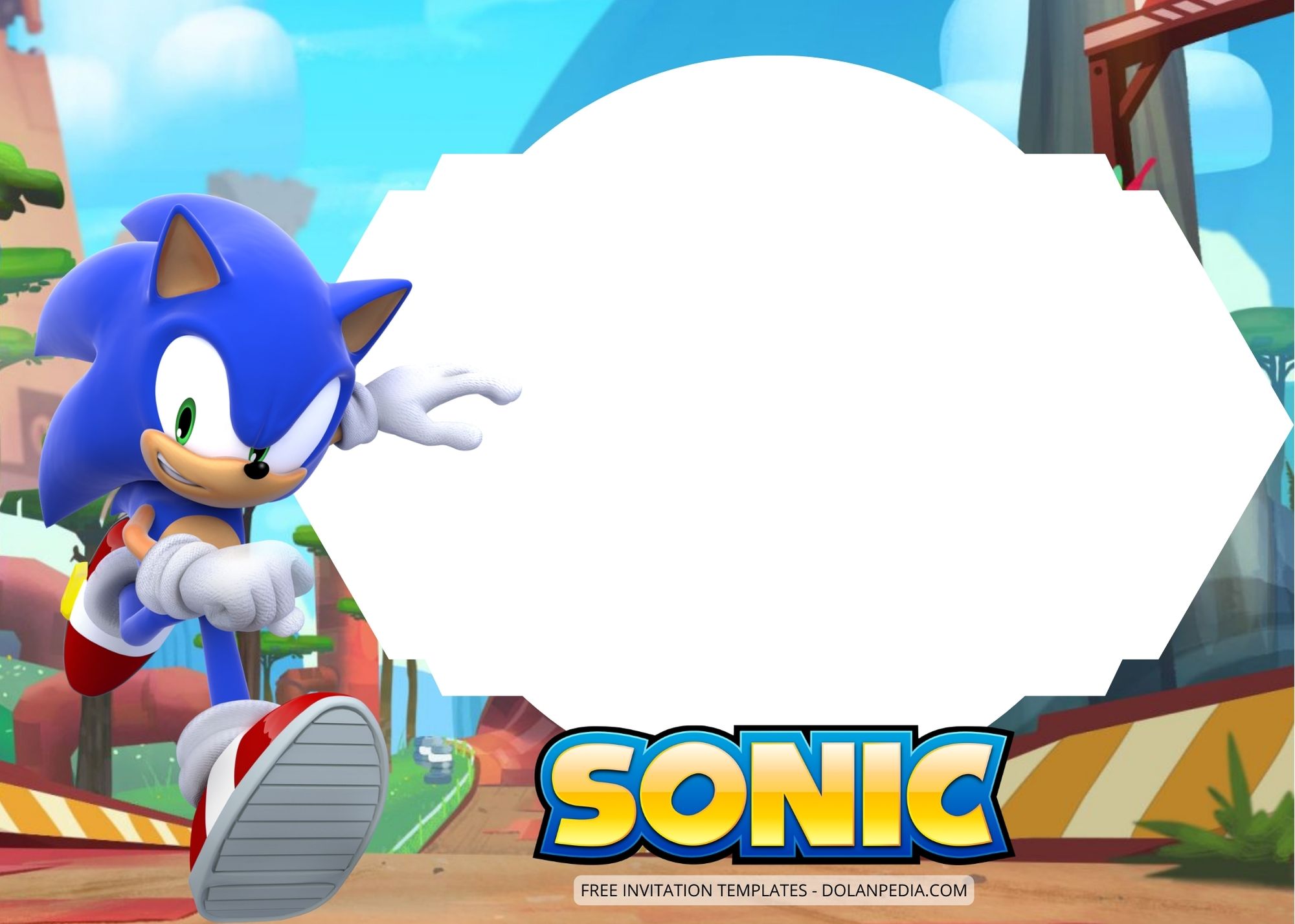 Blank Sonic The Hedgehog Birthday Invitation Templates Nine