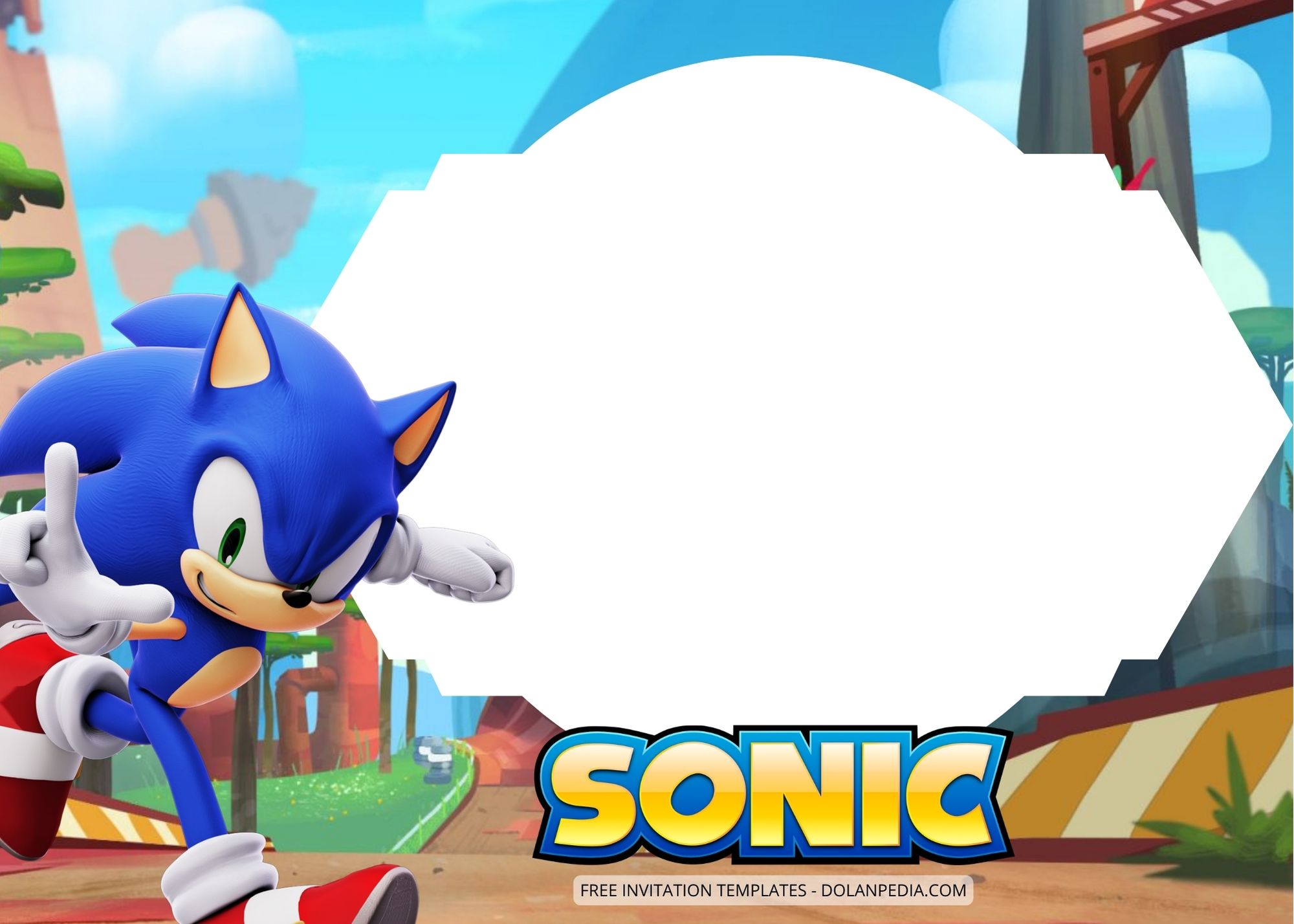 Blank Sonic The Hedgehog Birthday Invitation Templates One