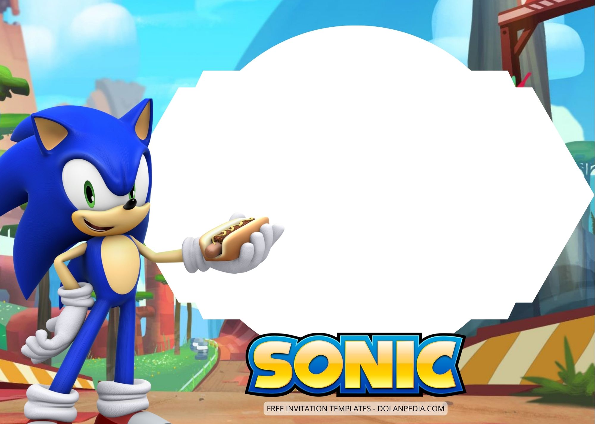 Blank Sonic The Hedgehog Birthday Invitation Templates Seven