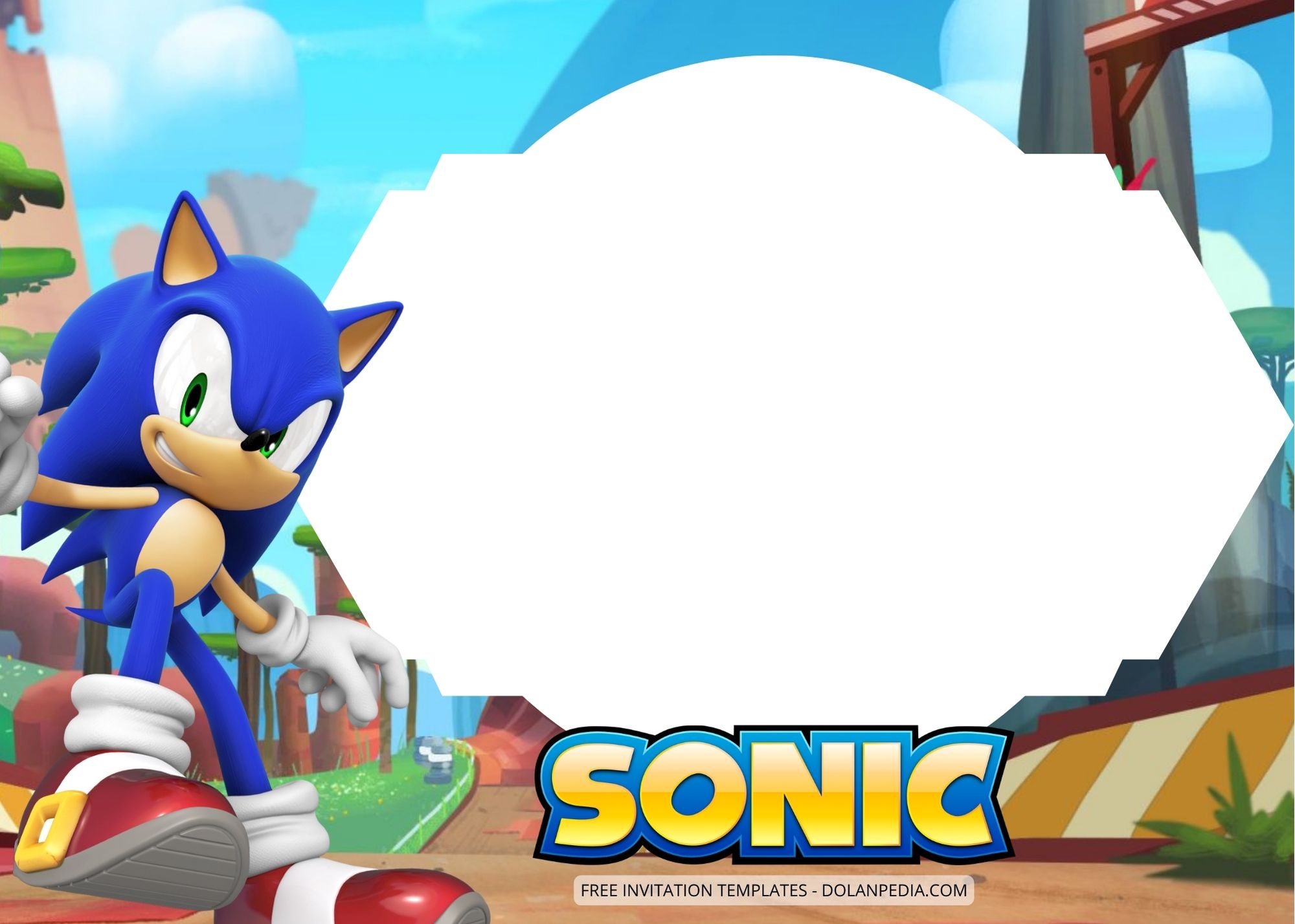 Blank Sonic The Hedgehog Birthday Invitation Templates Six