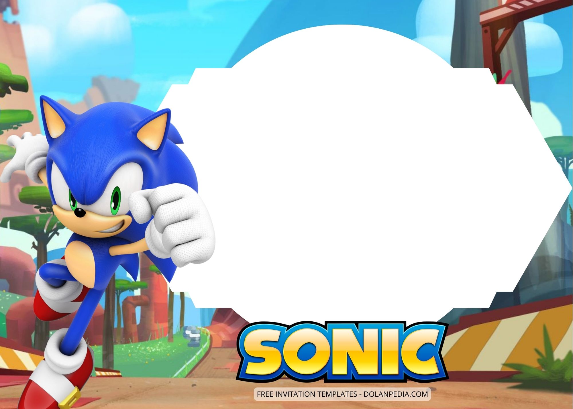 Blank Sonic The Hedgehog Birthday Invitation Templates Three