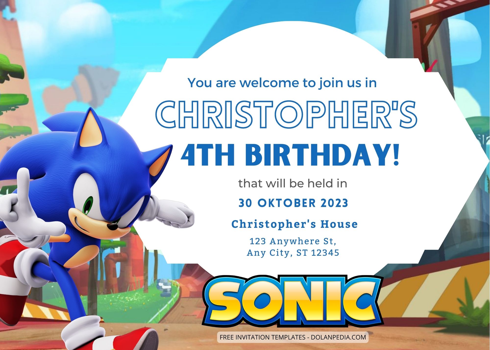 11+ Sonic The Hedgehog Birthday Invitation Templates Title