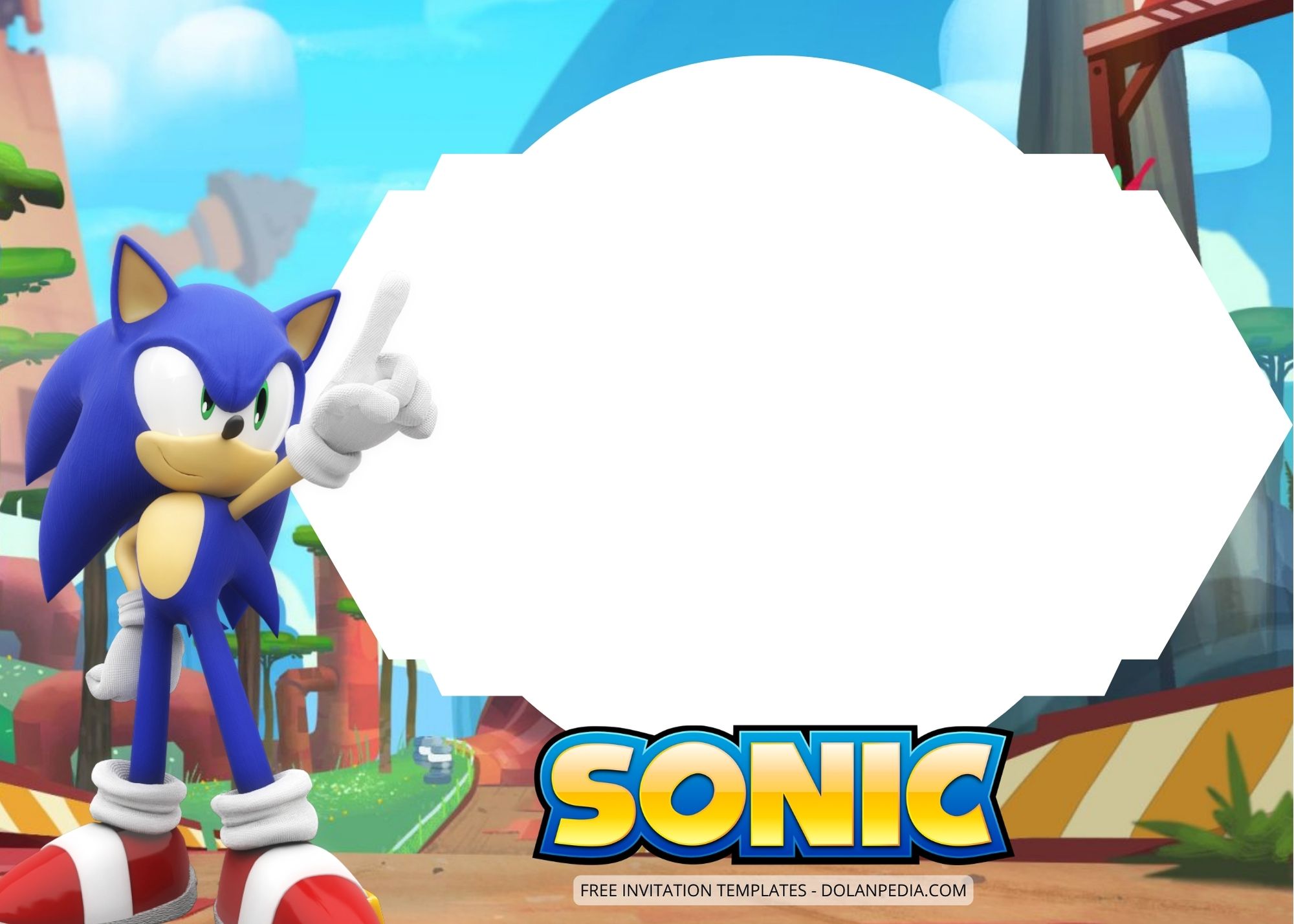 Blank Sonic The Hedgehog Birthday Invitation Templates Two