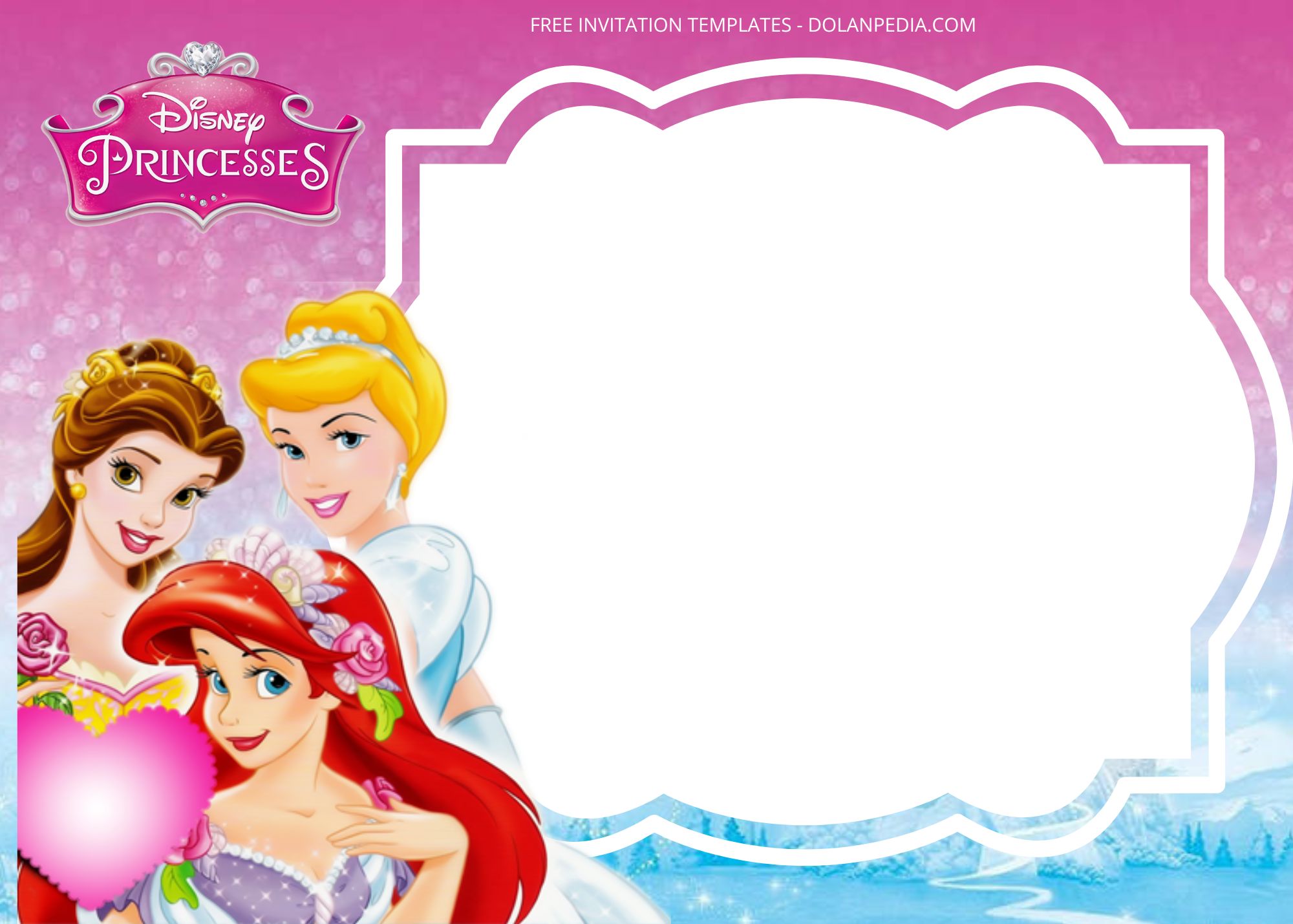 Blank Disney Princess Birthday Invitation Templates Three