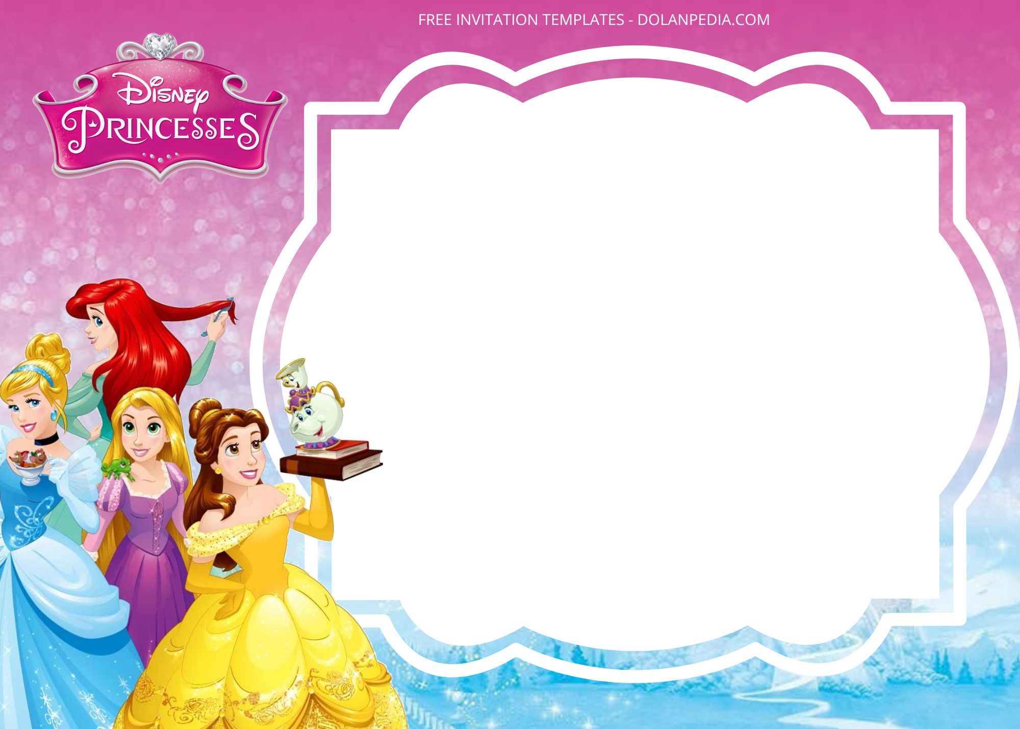 Blank Disney Princess Birthday Invitation Templates One