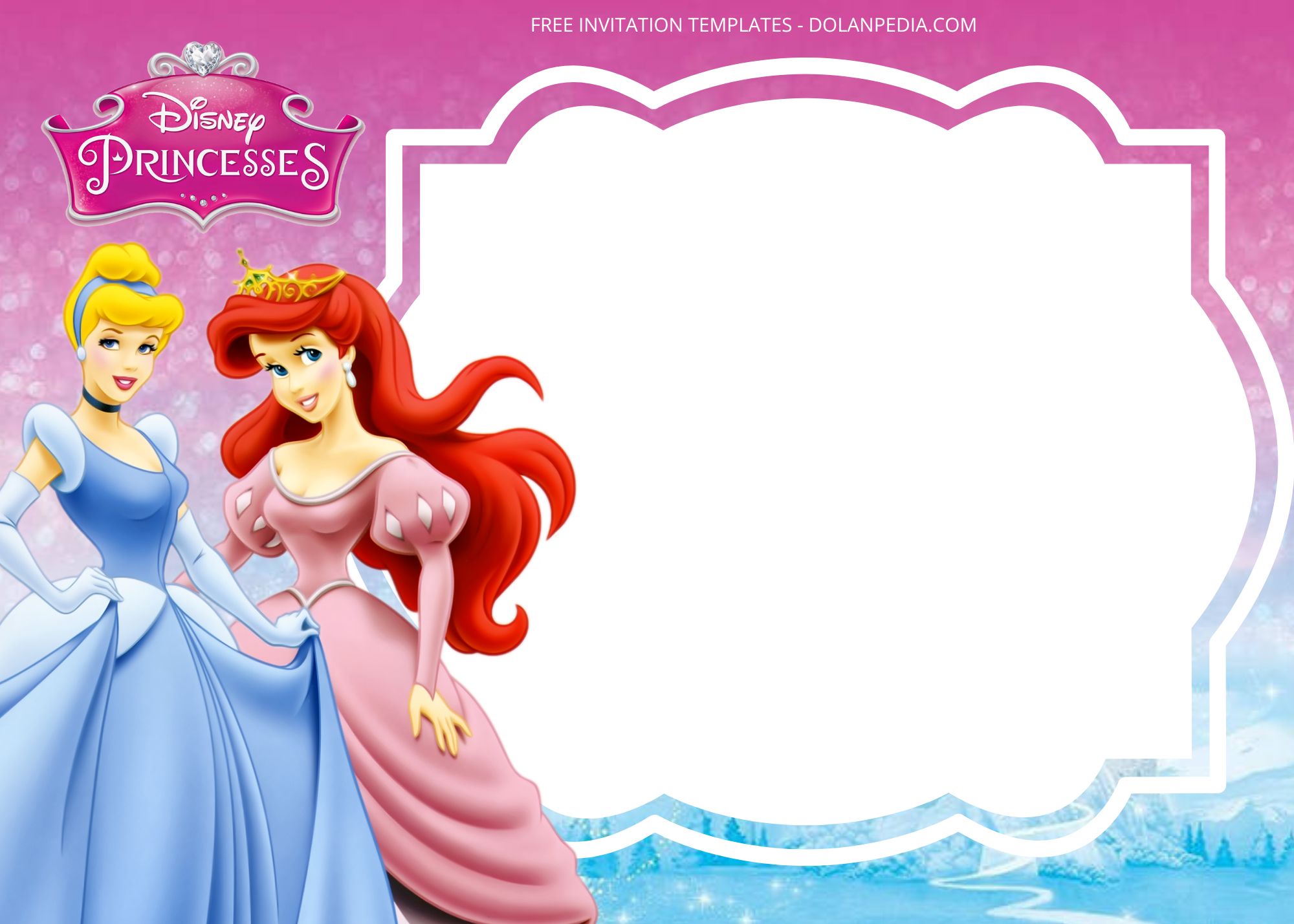 Blank Disney Princess Birthday Invitation Templates Two