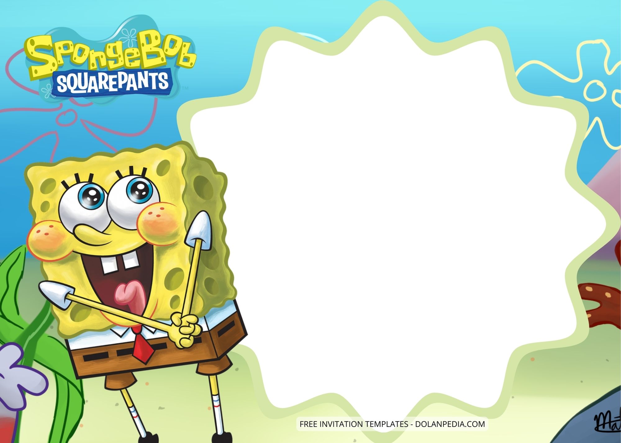 Blank Spongebob Squarepants Birthday Invitation Templates Six