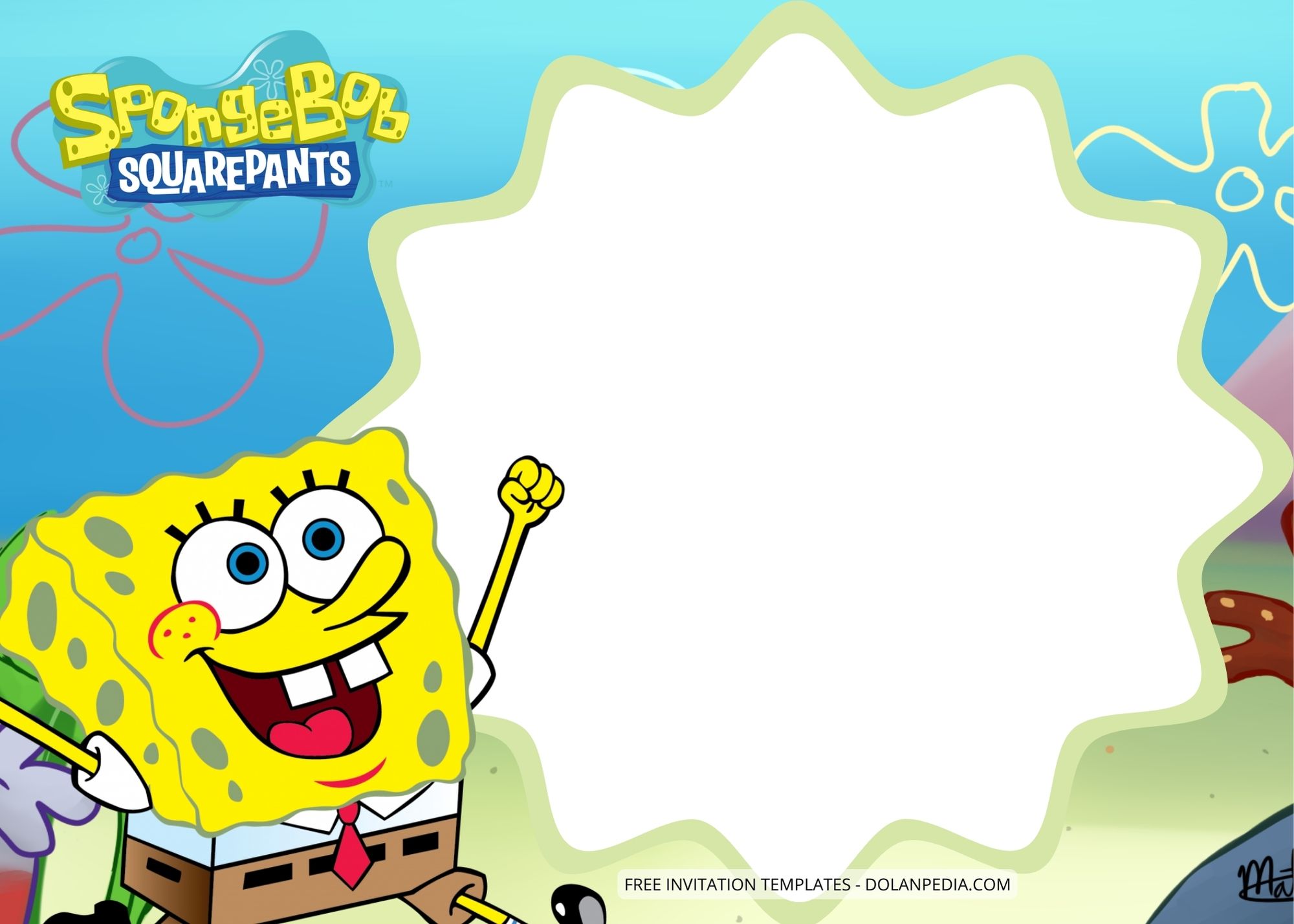 Blank Spongebob Squarepants Birthday Invitation Templates Four