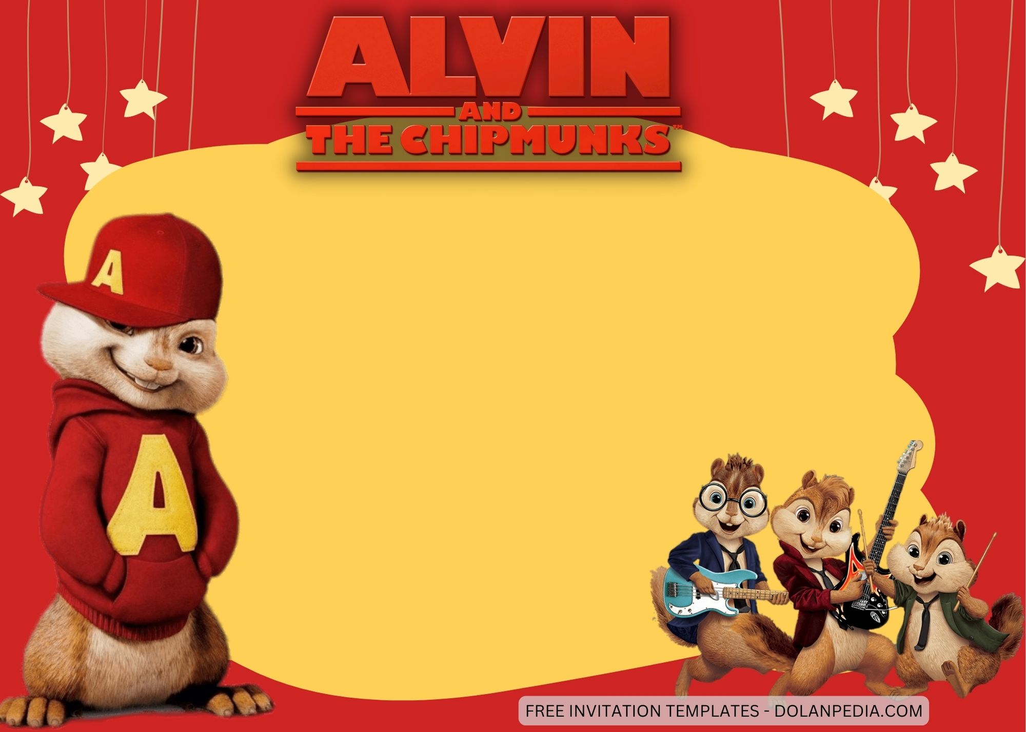 Blank Alvin and The Chipmunks Birthday Invitation Templates Four