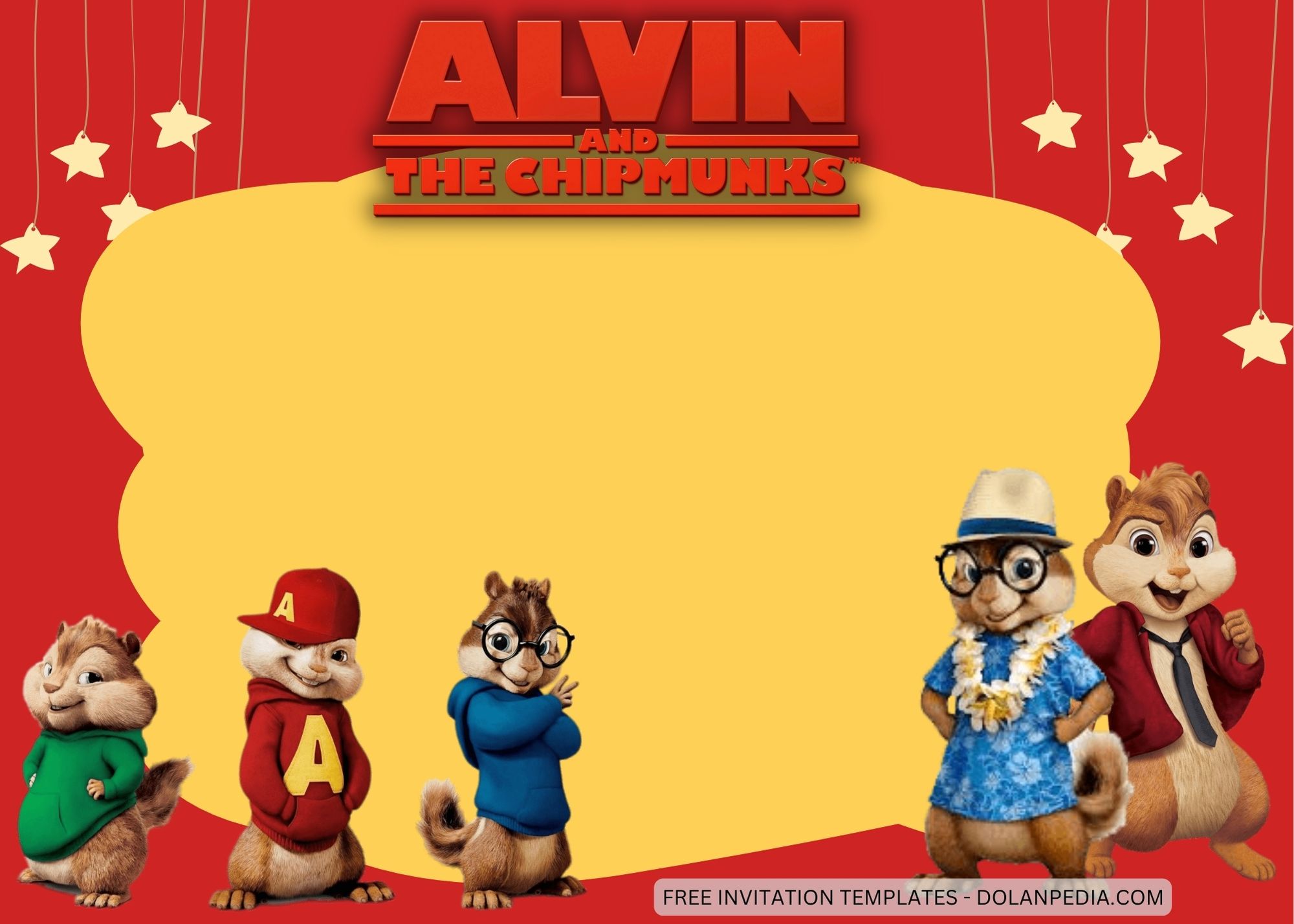 Blank Alvin and The Chipmunks Birthday Invitation Templates Six
