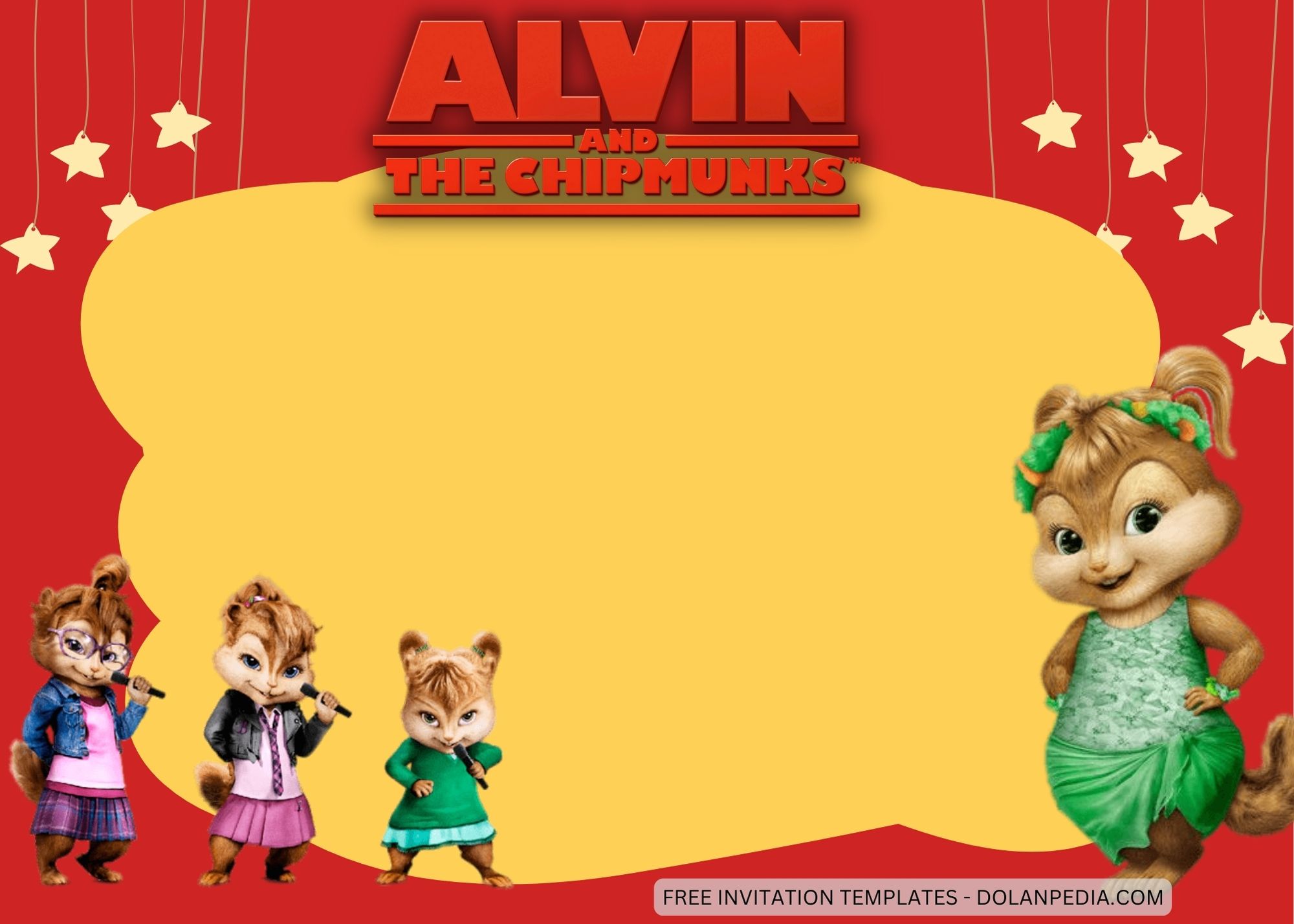 Blank Alvin and The Chipmunks Birthday Invitation Templates Three