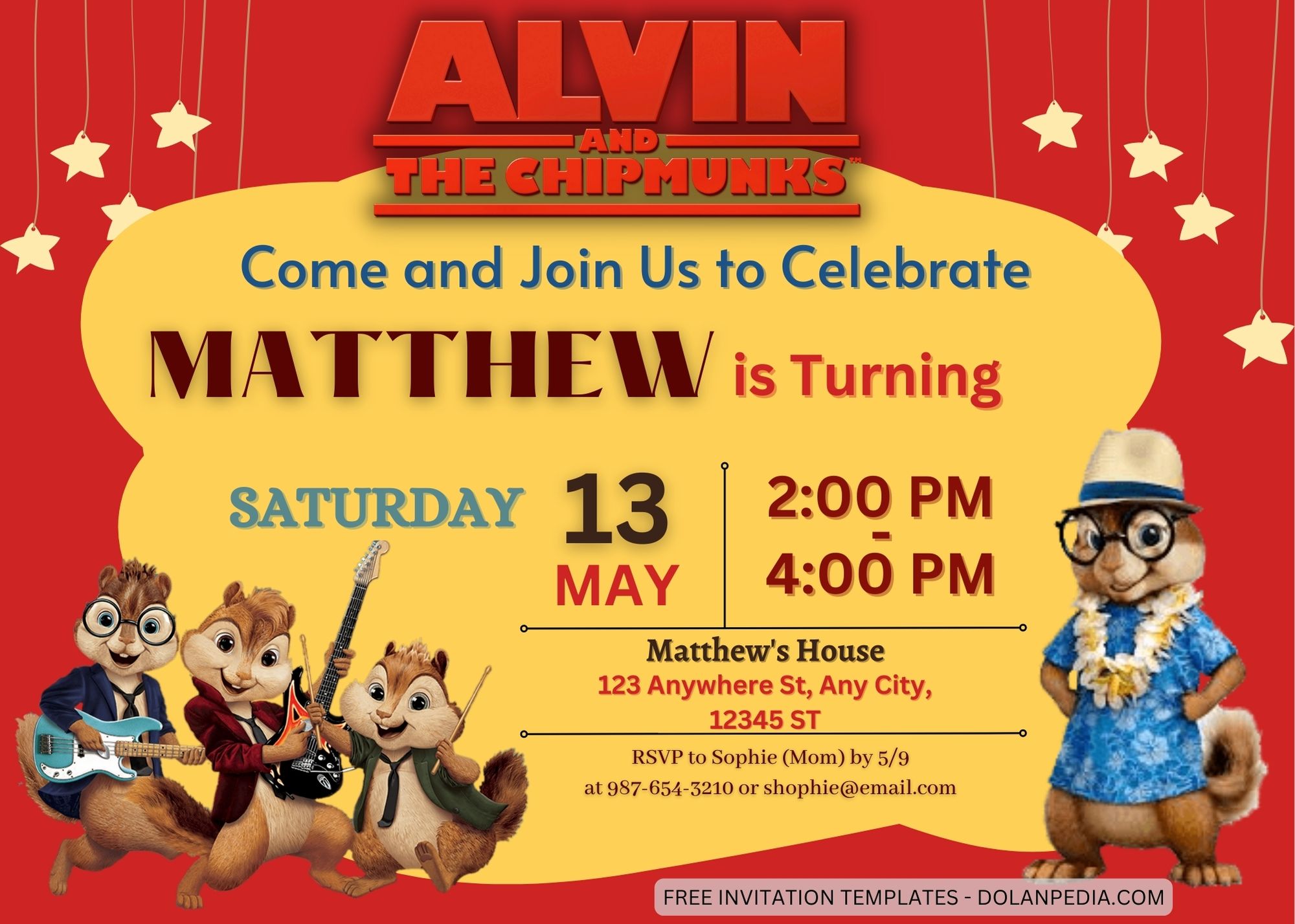 8+ Alvin and The Chipmunks Birthday Invitation Templates Title