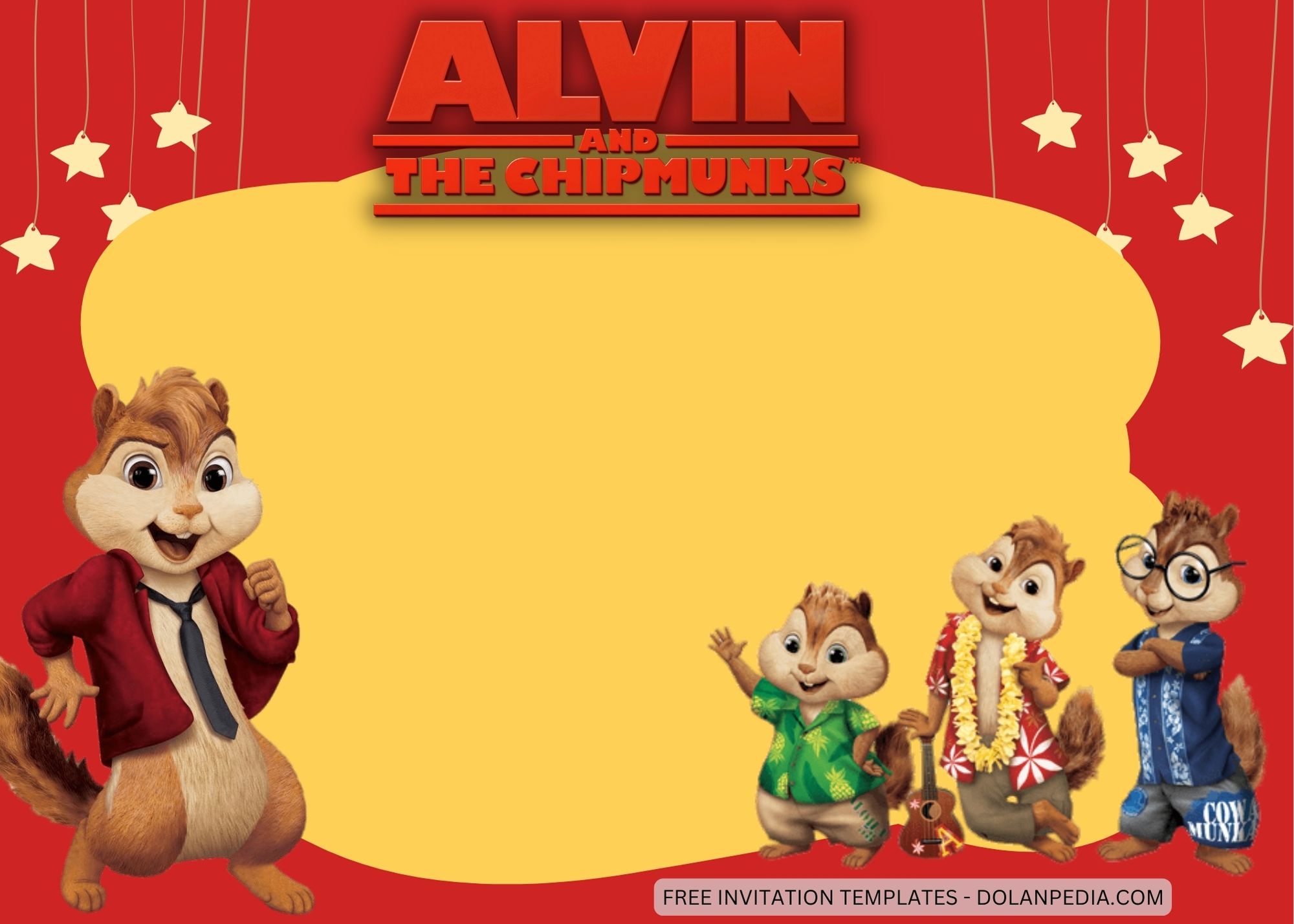 Blank Alvin and The Chipmunks Birthday Invitation Templates two