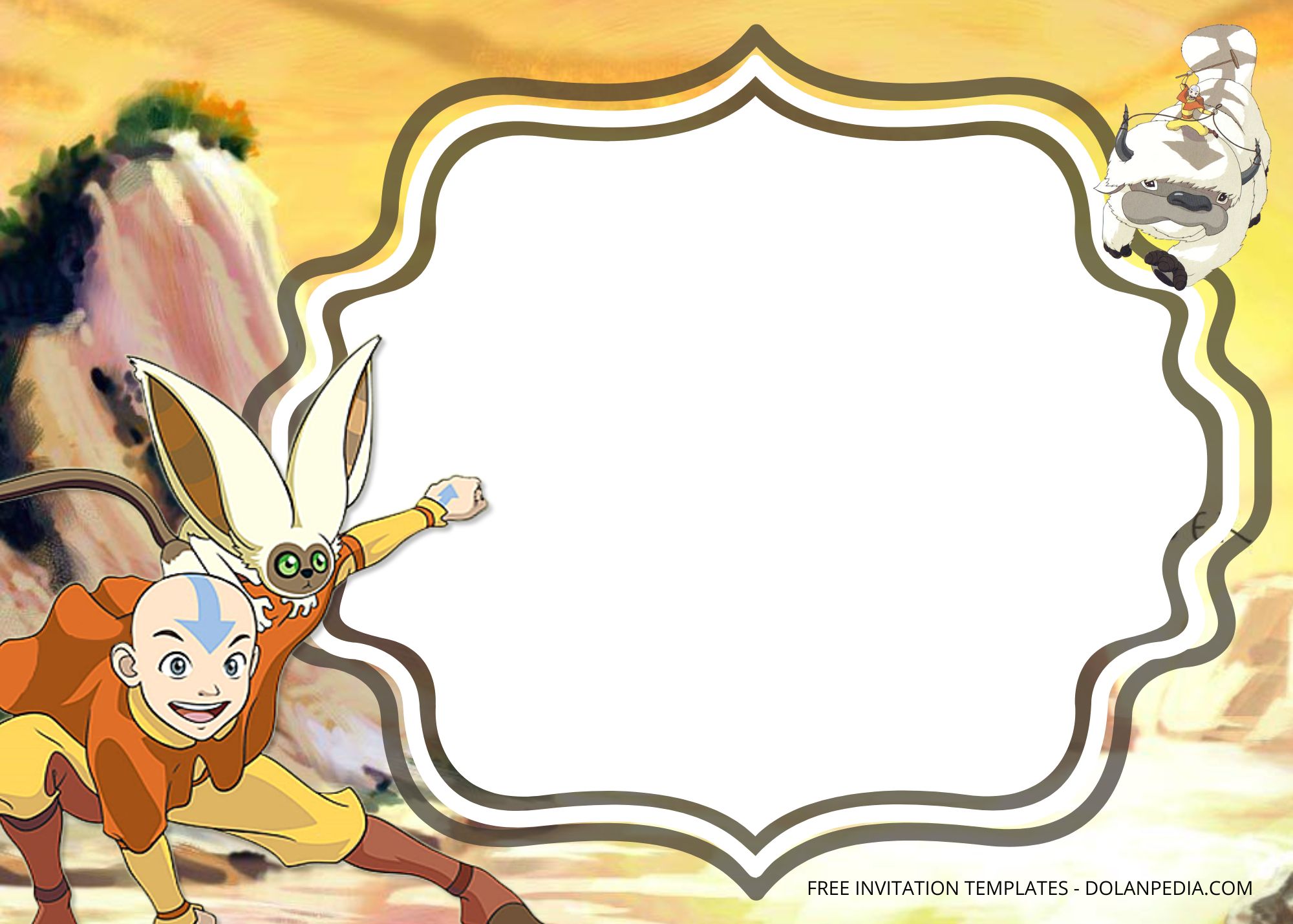 Blank Avatar The Legend of Aang Birthday Invitation Templates FOur