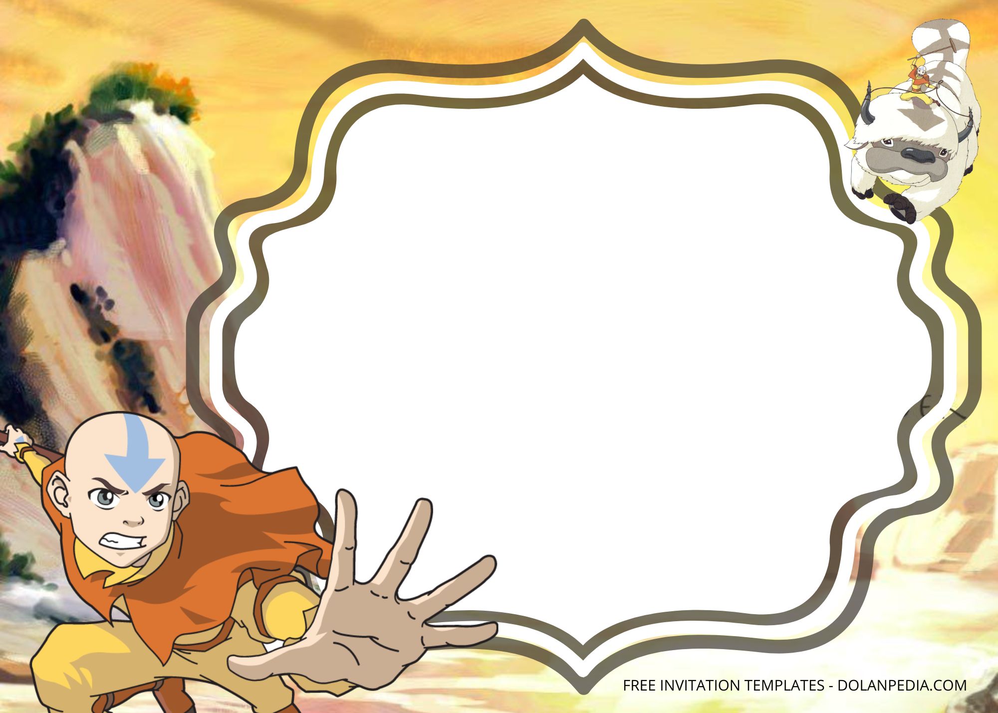 Blank Avatar The Legend of Aang Birthday Invitation Templates One