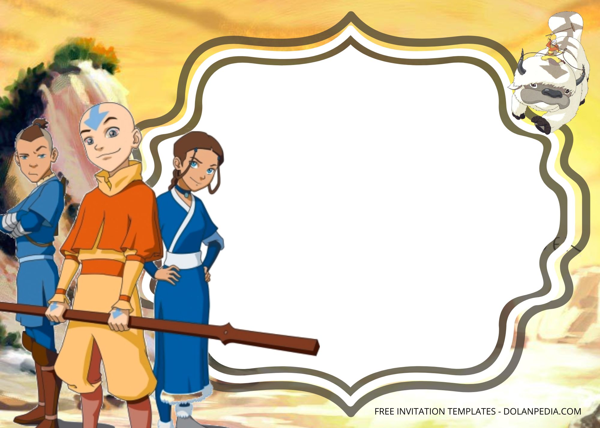 Blank Avatar The Legend of Aang Birthday Invitation Templates Three