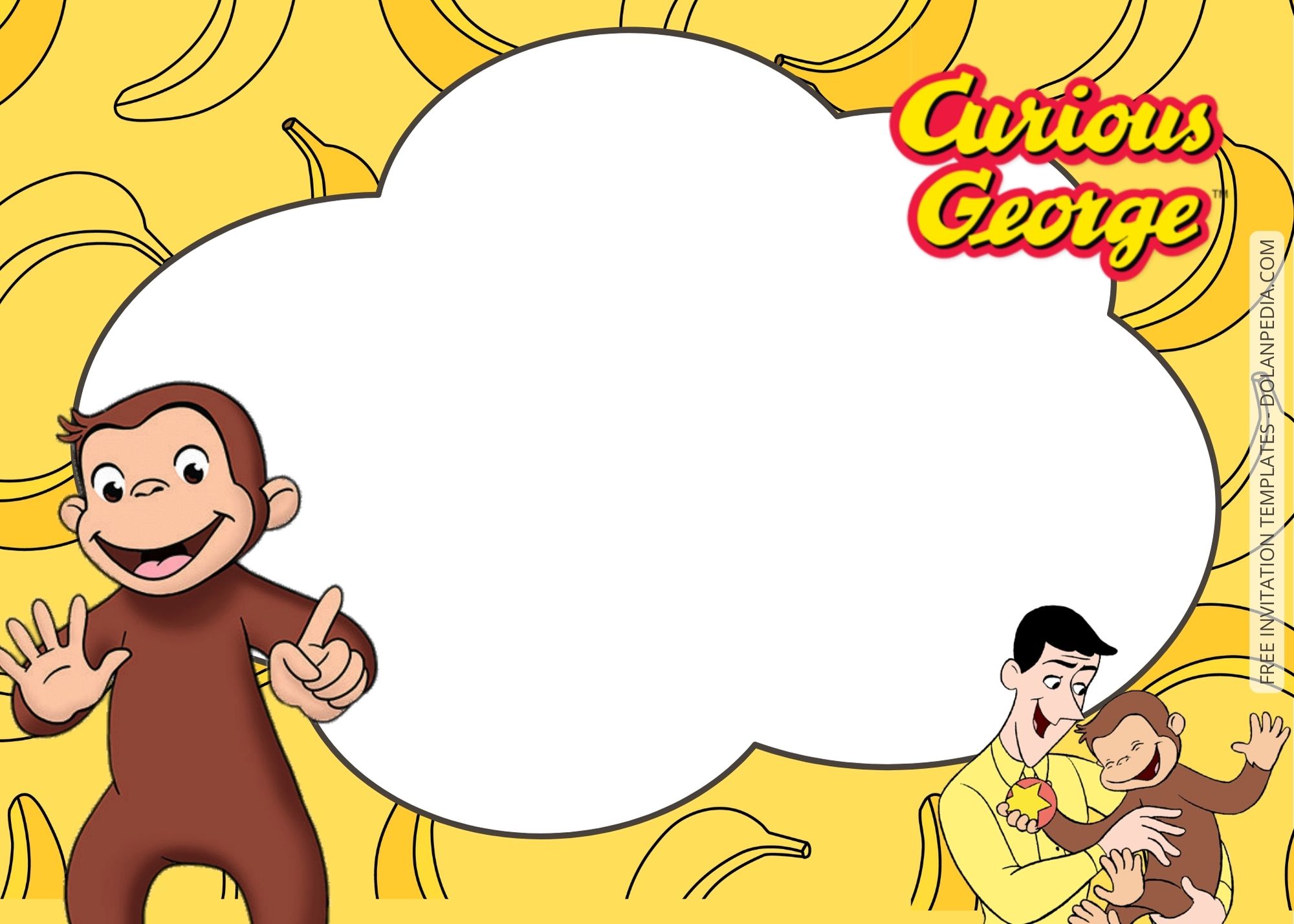 Blank Curious George Birthday Invitation Templates Two