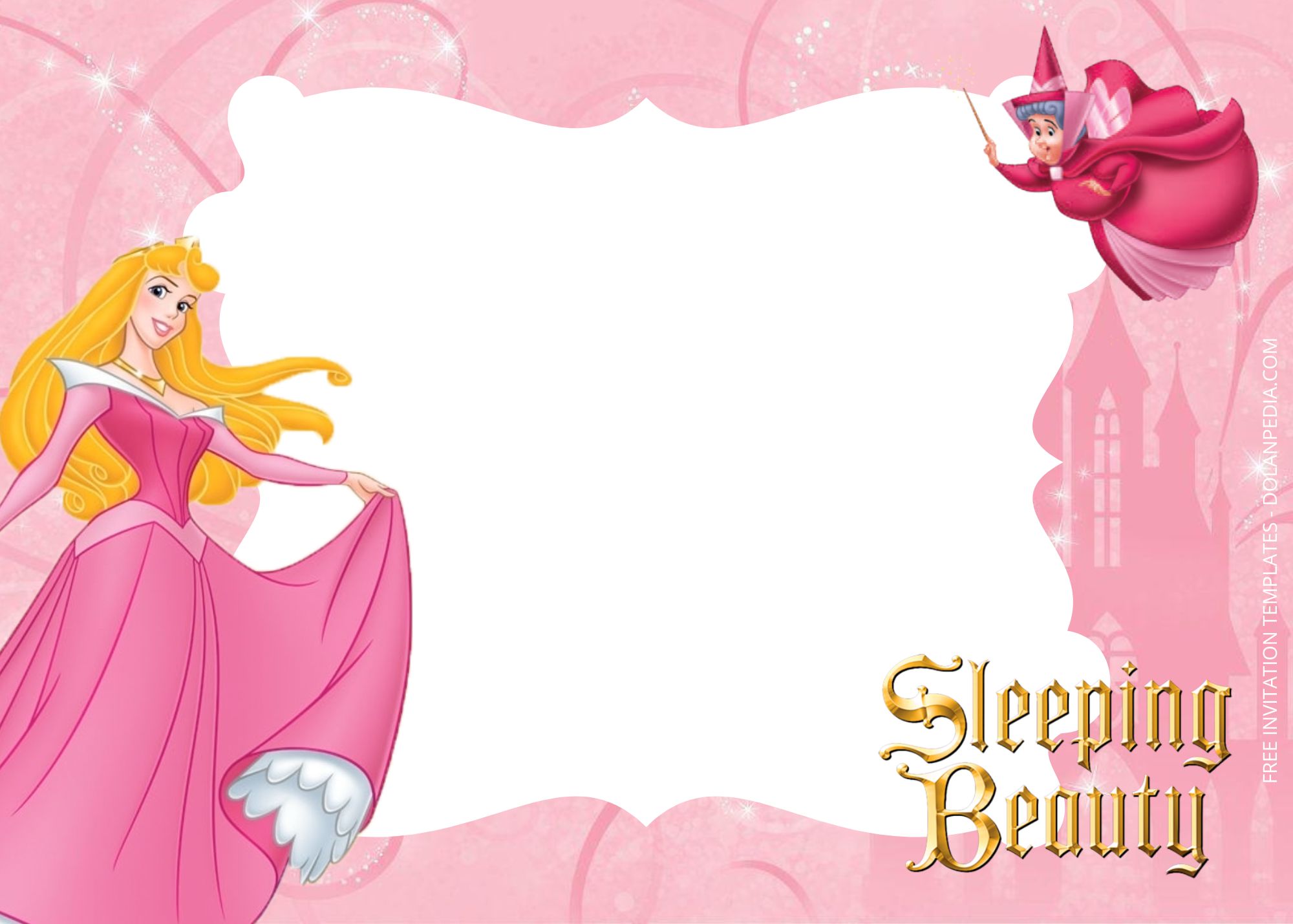 Blank Sleeping Beauty Birthday Invitation Templates Five