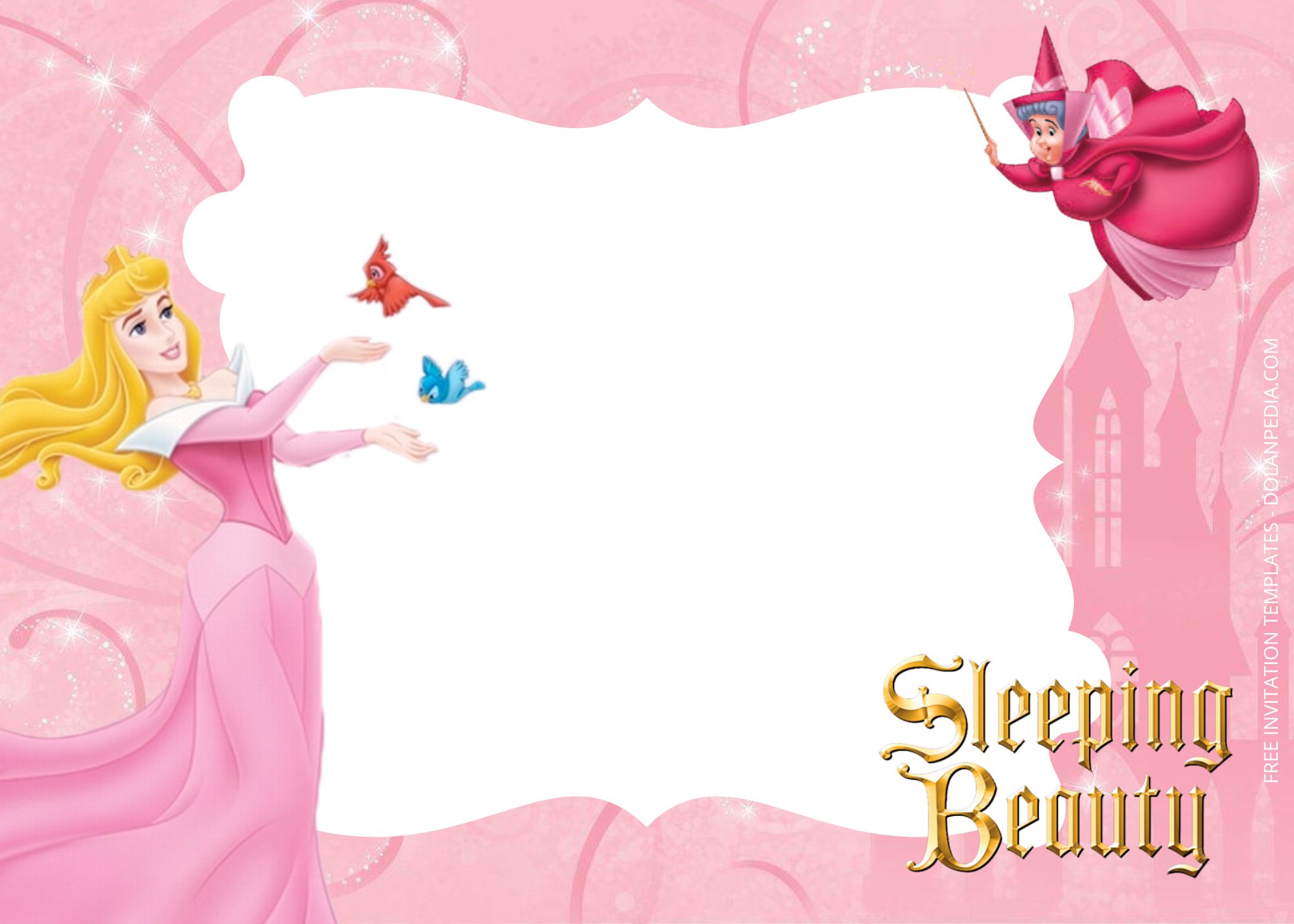 Blank Sleeping Beauty Birthday Invitation Templates Four