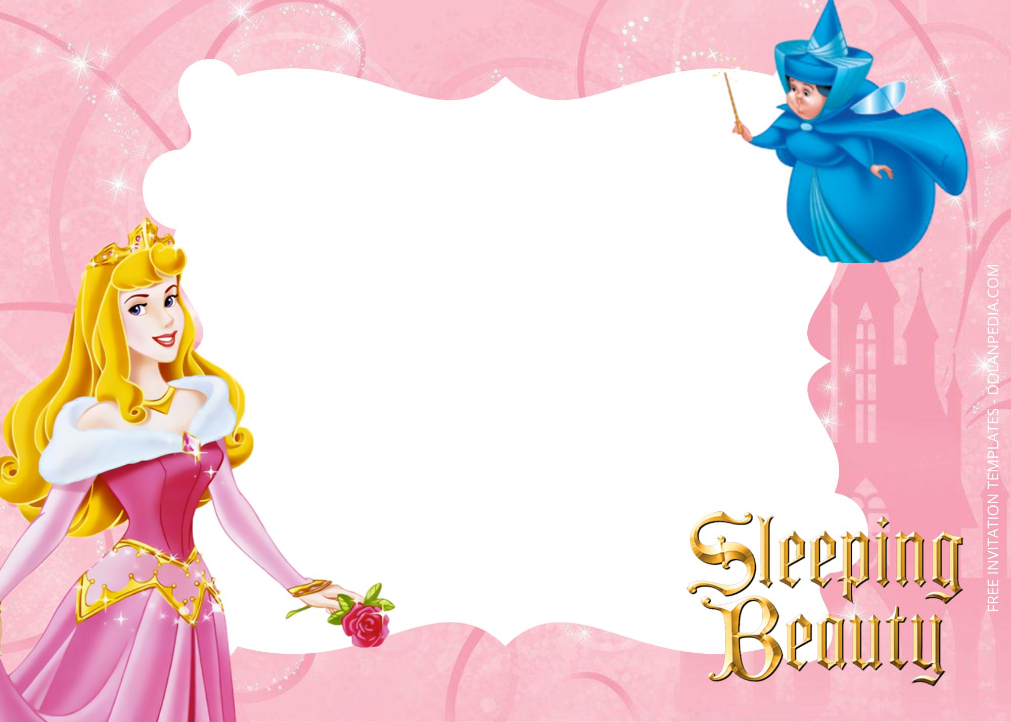 Blank Sleeping Beauty Birthday Invitation Templates One