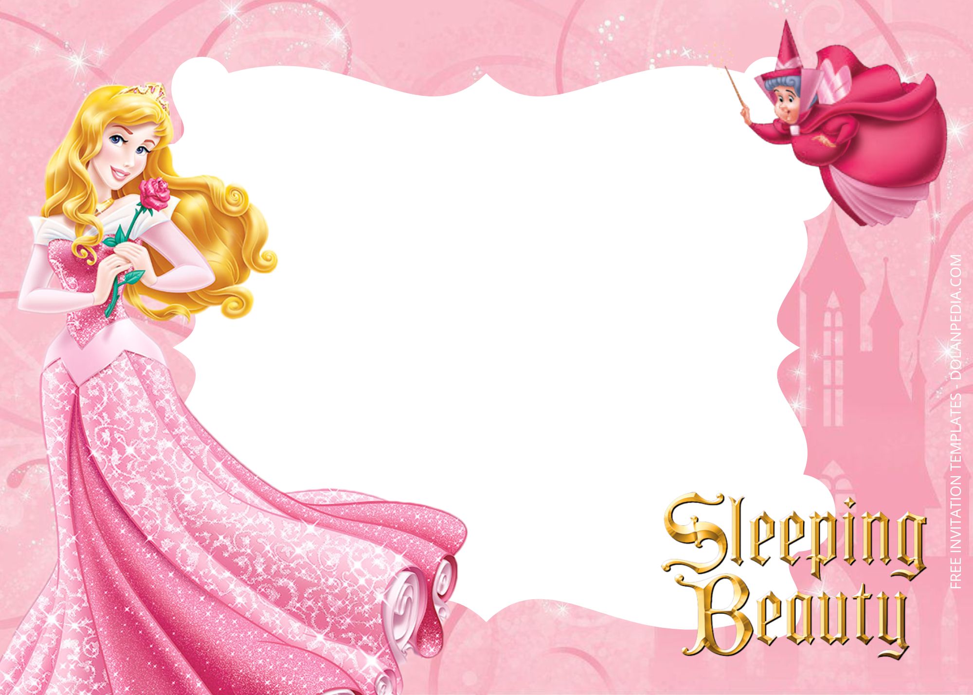 Blank Sleeping Beauty Birthday Invitation Templates Six