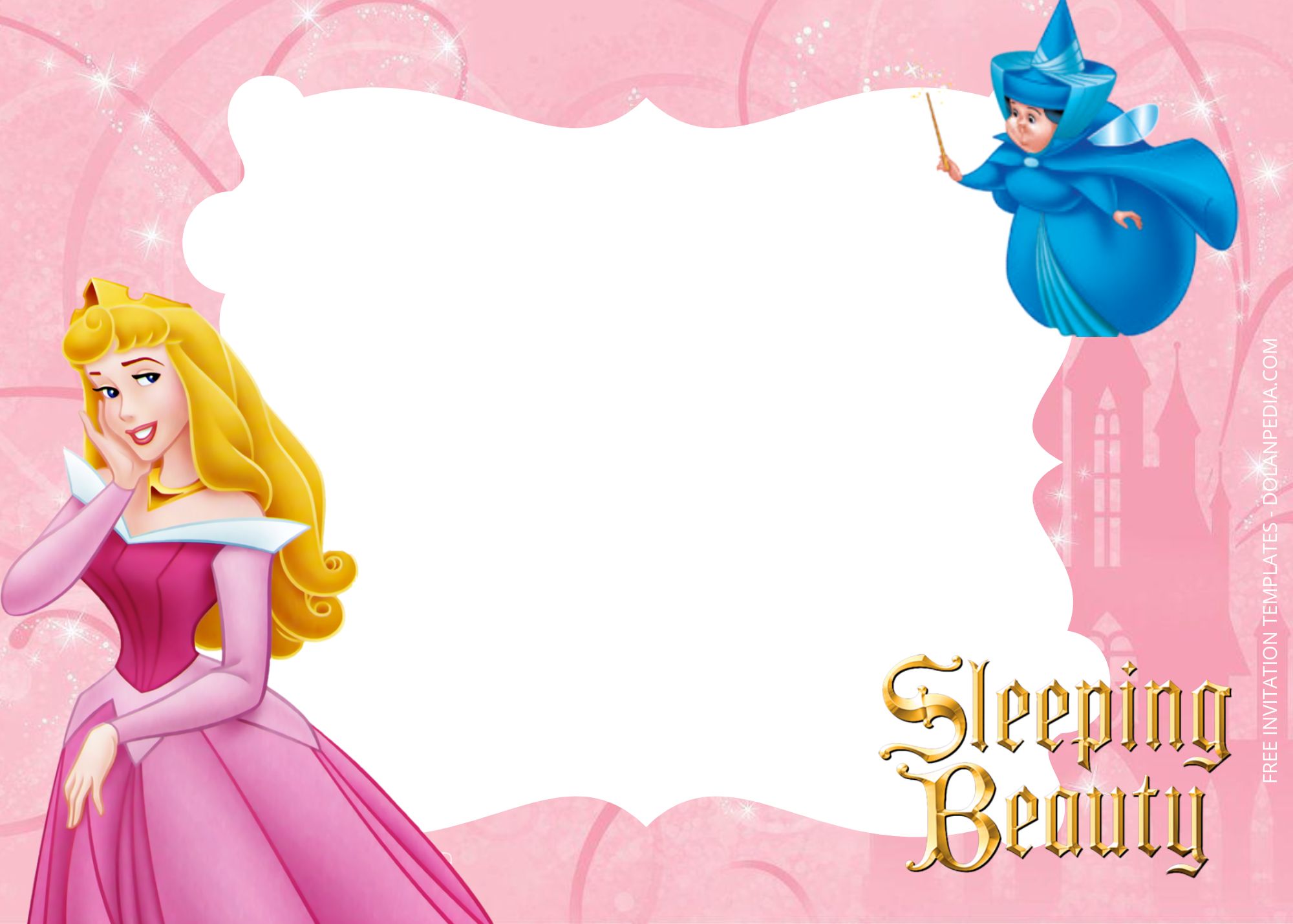 Blank Sleeping Beauty Birthday Invitation Templates Three