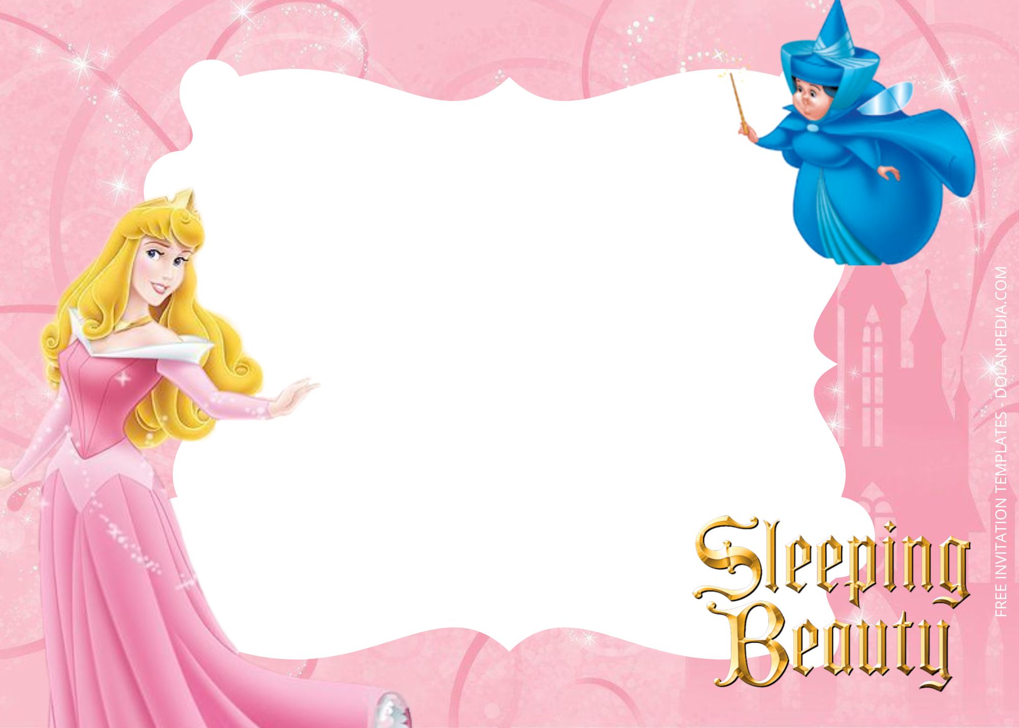 Blank Sleeping Beauty Birthday Invitation Templates Two
