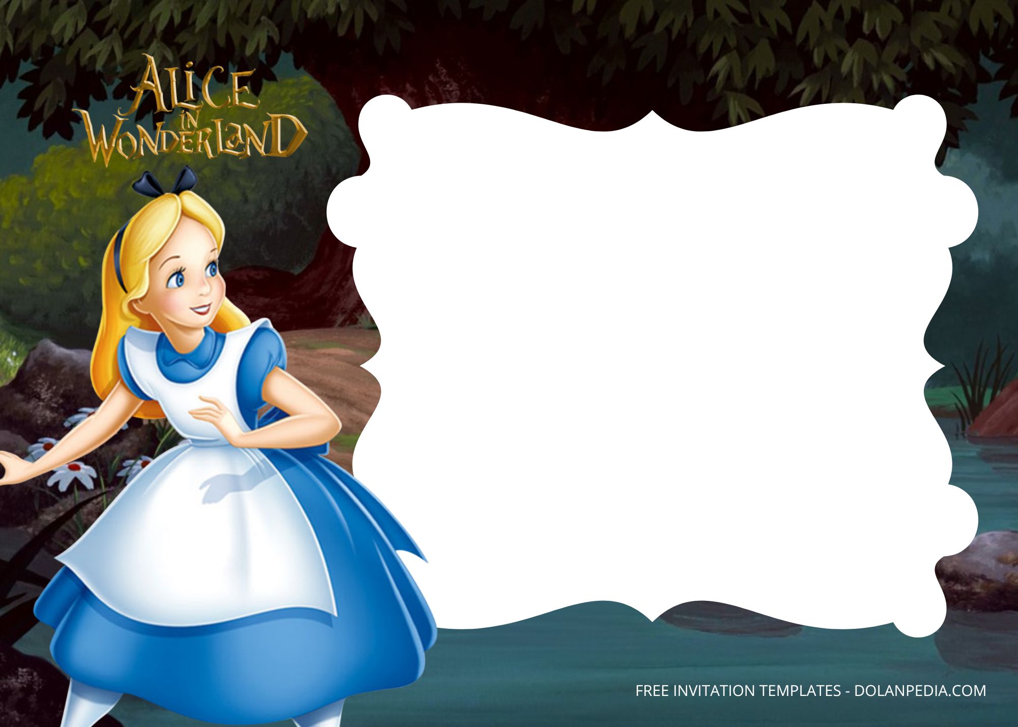 Blank Alice In Wonderland Birthday Invitation Templates FIve