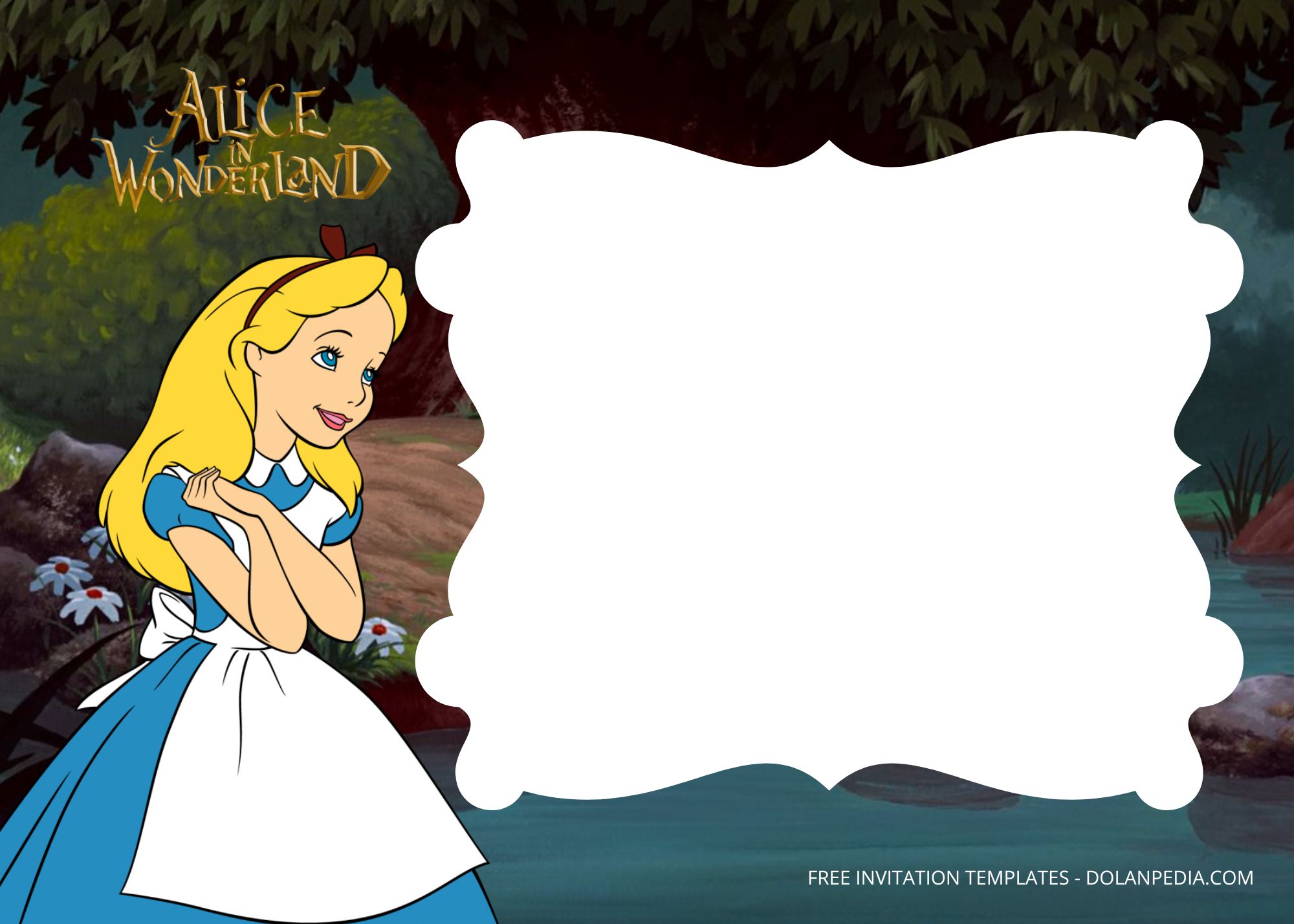 Blank Alice In Wonderland Birthday Invitation Templates FOur