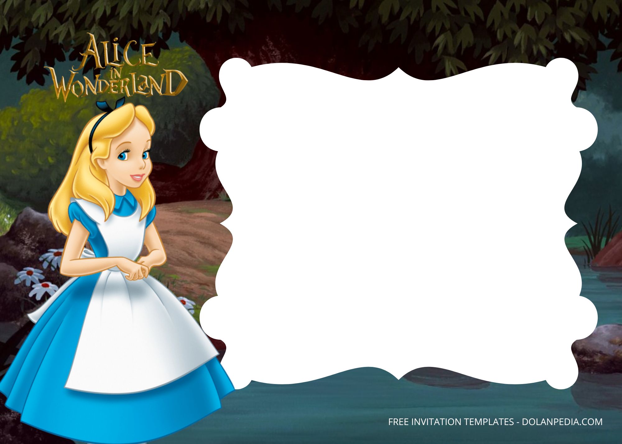 Blank Alice In Wonderland Birthday Invitation Templates Six
