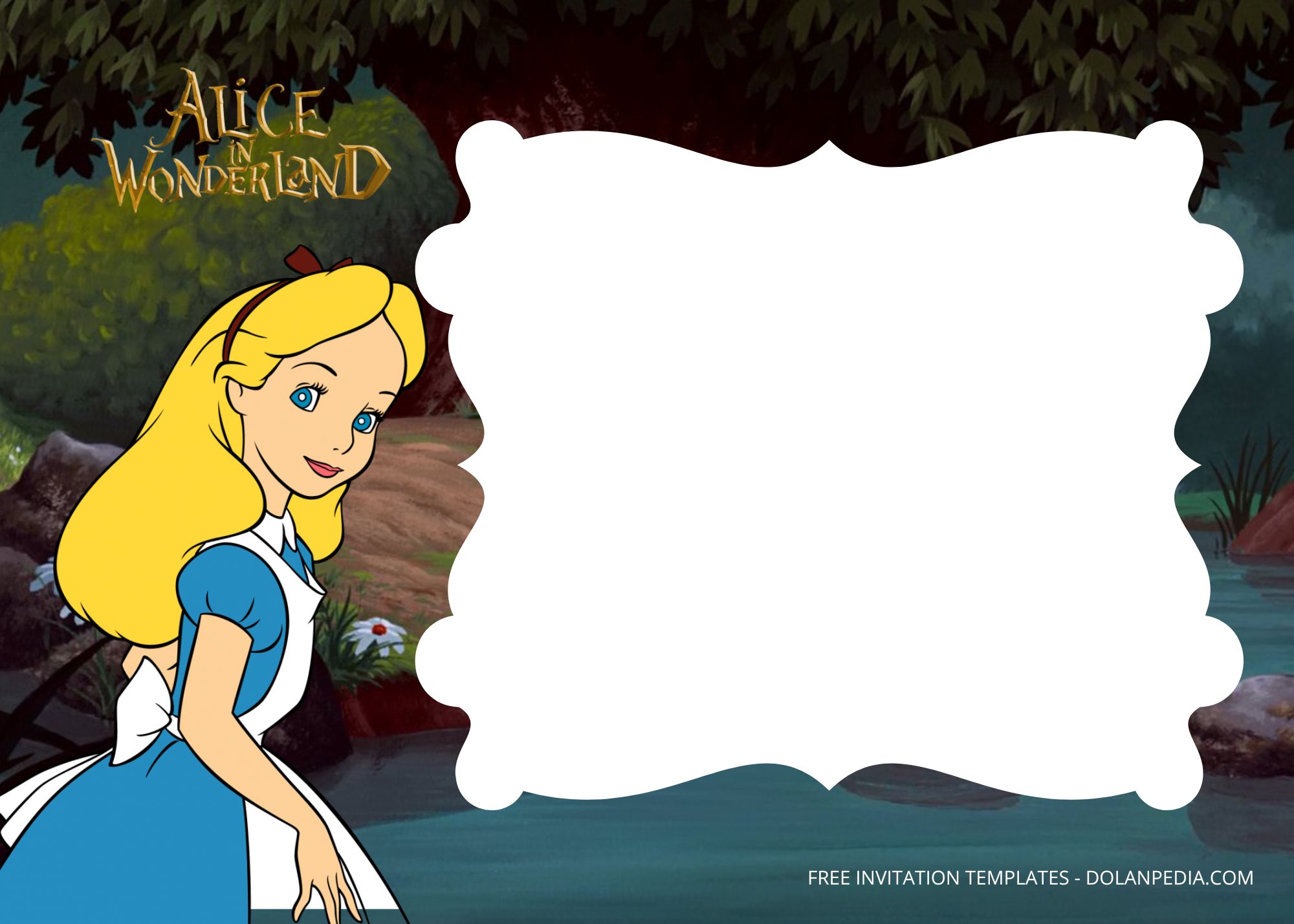 Blank Alice In Wonderland Birthday Invitation Templates Three