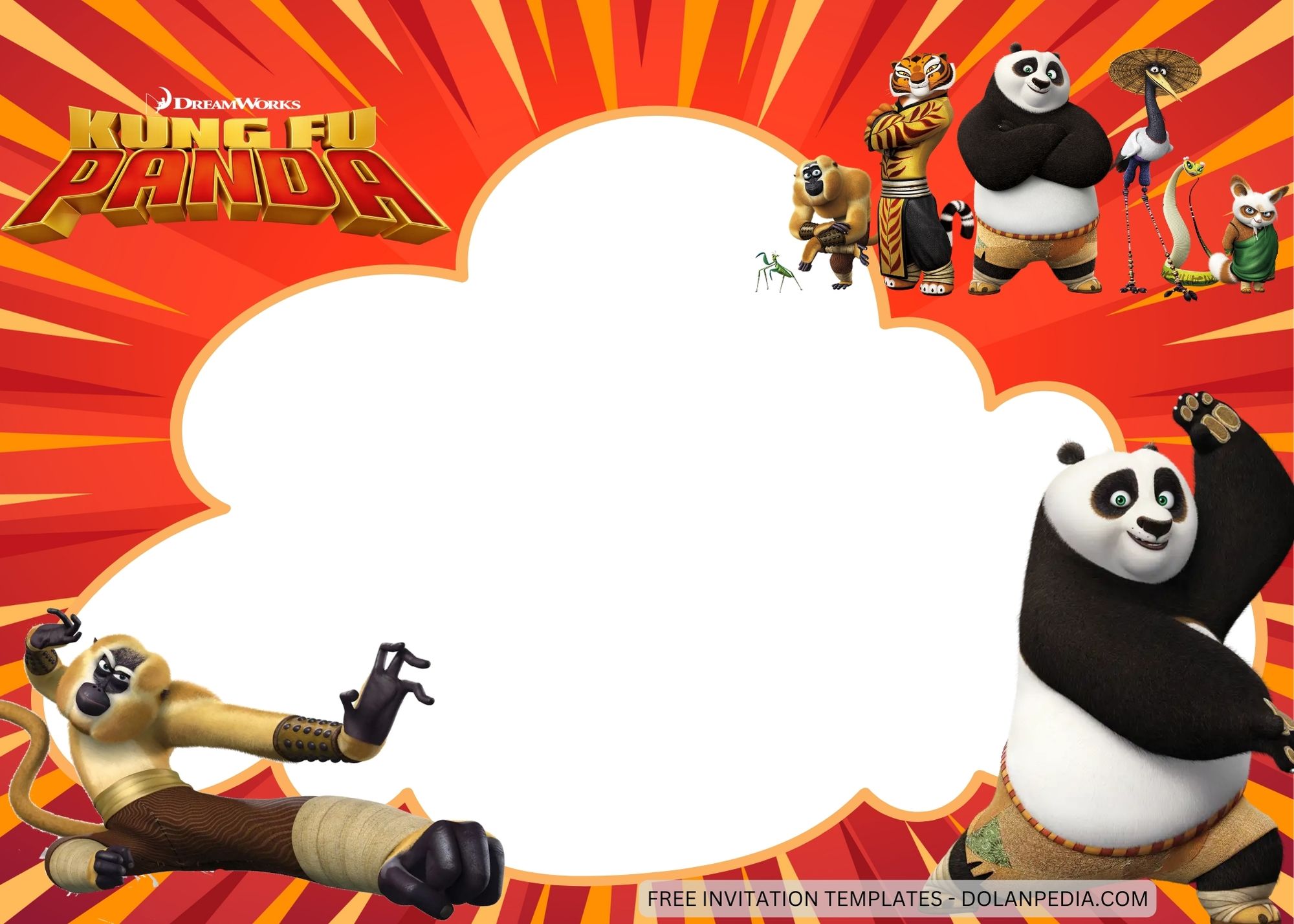 Blank KungFu Panda Birthday Invitation Templates Five