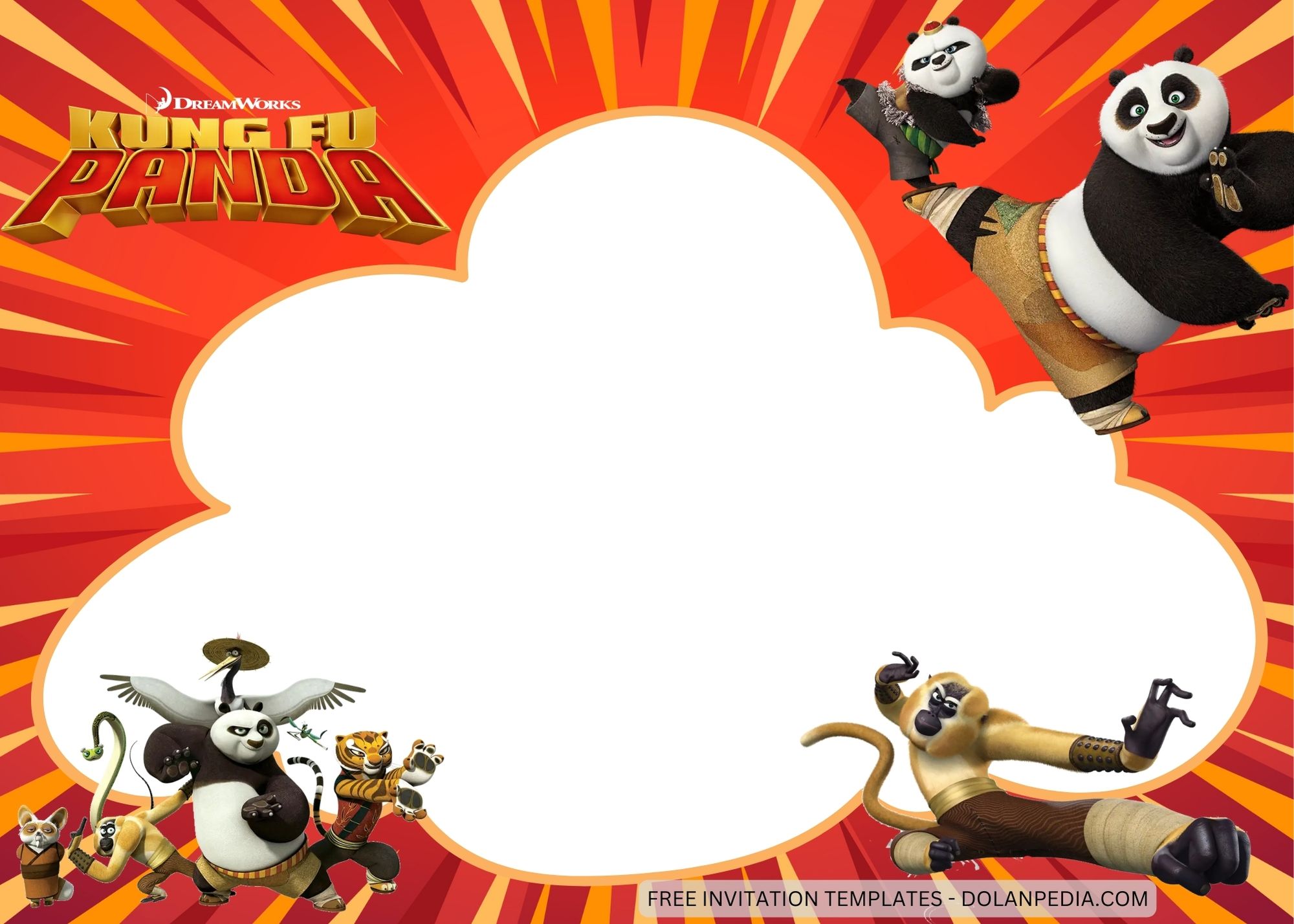 Blank KungFu Panda Birthday Invitation Templates One