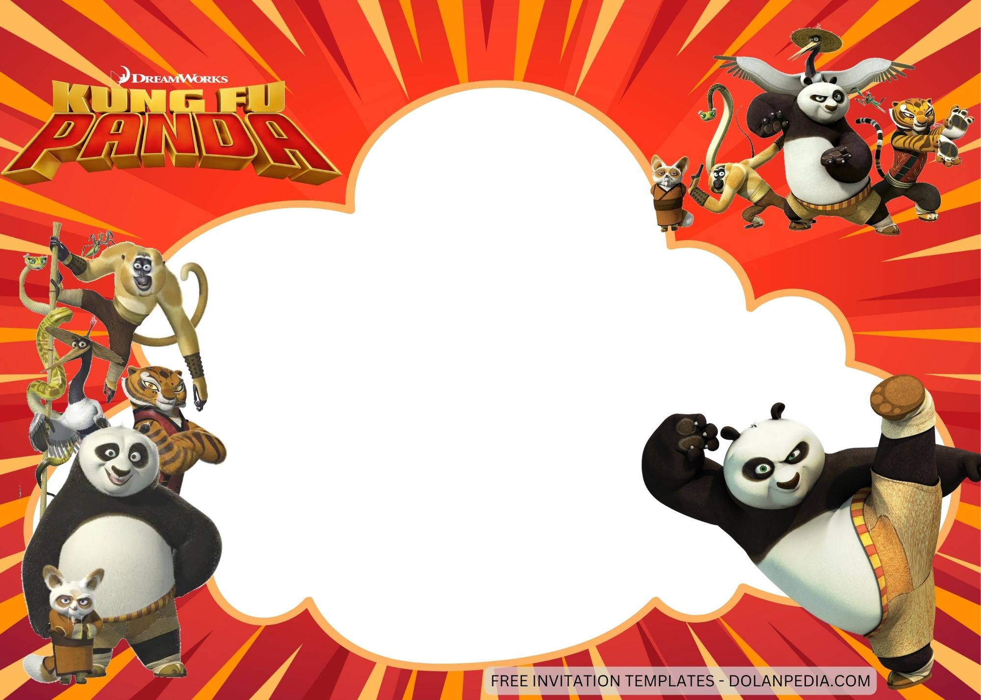 Blank KungFu Panda Birthday Invitation Templates Two