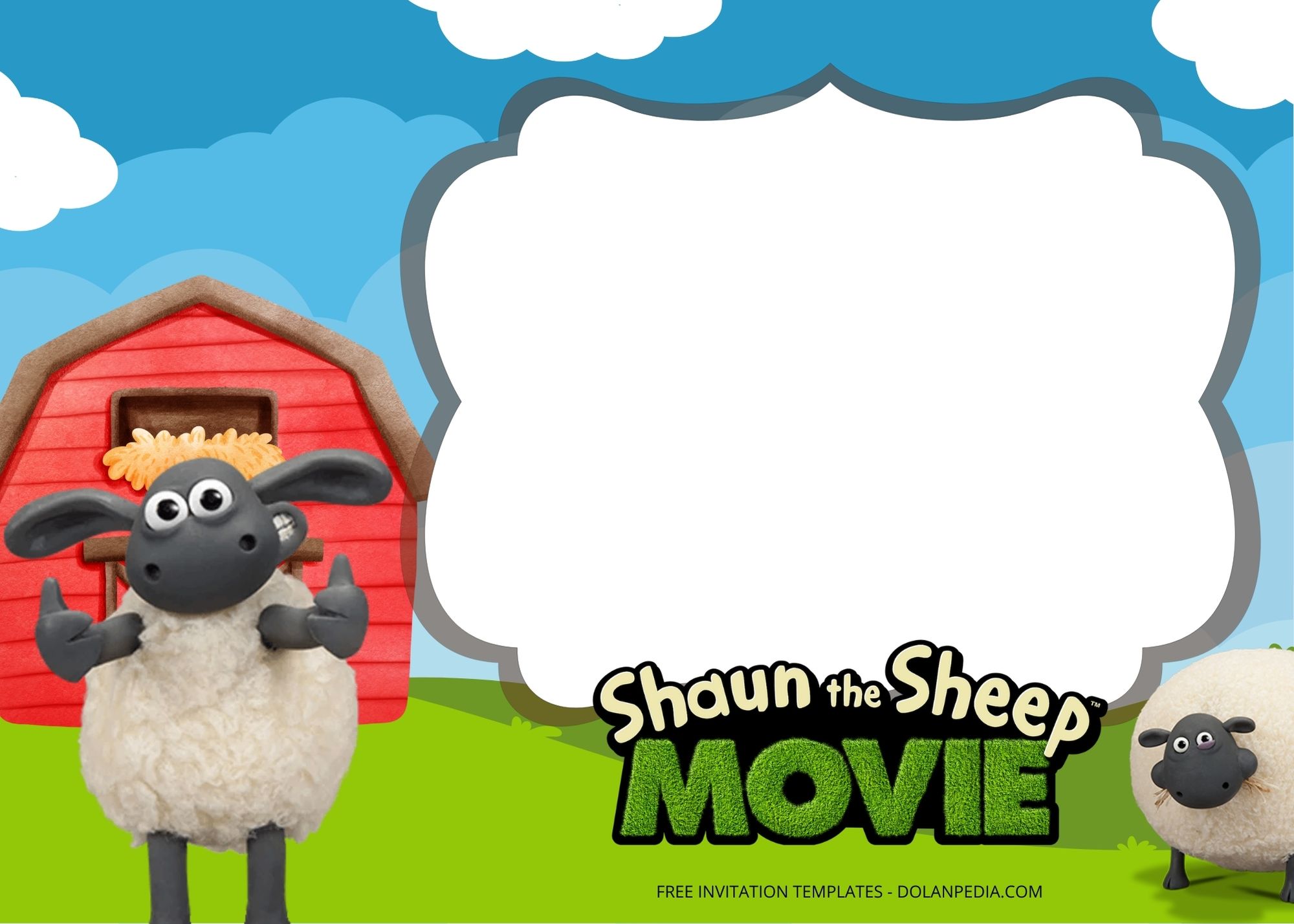 Blank Shaun The Sheep Birthday Invitation Templates Eight