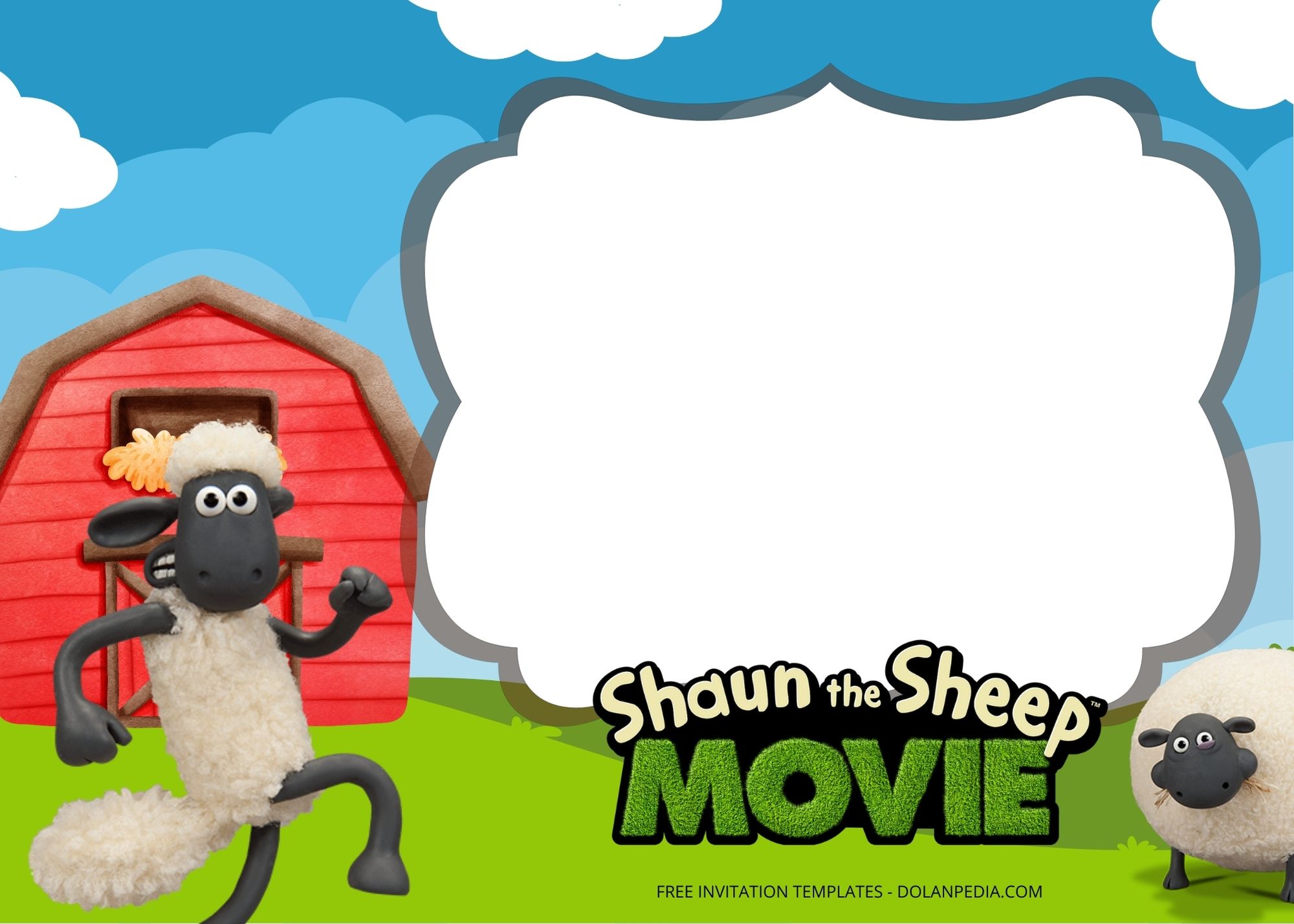 Blank Shaun The Sheep Birthday Invitation Templates FIve