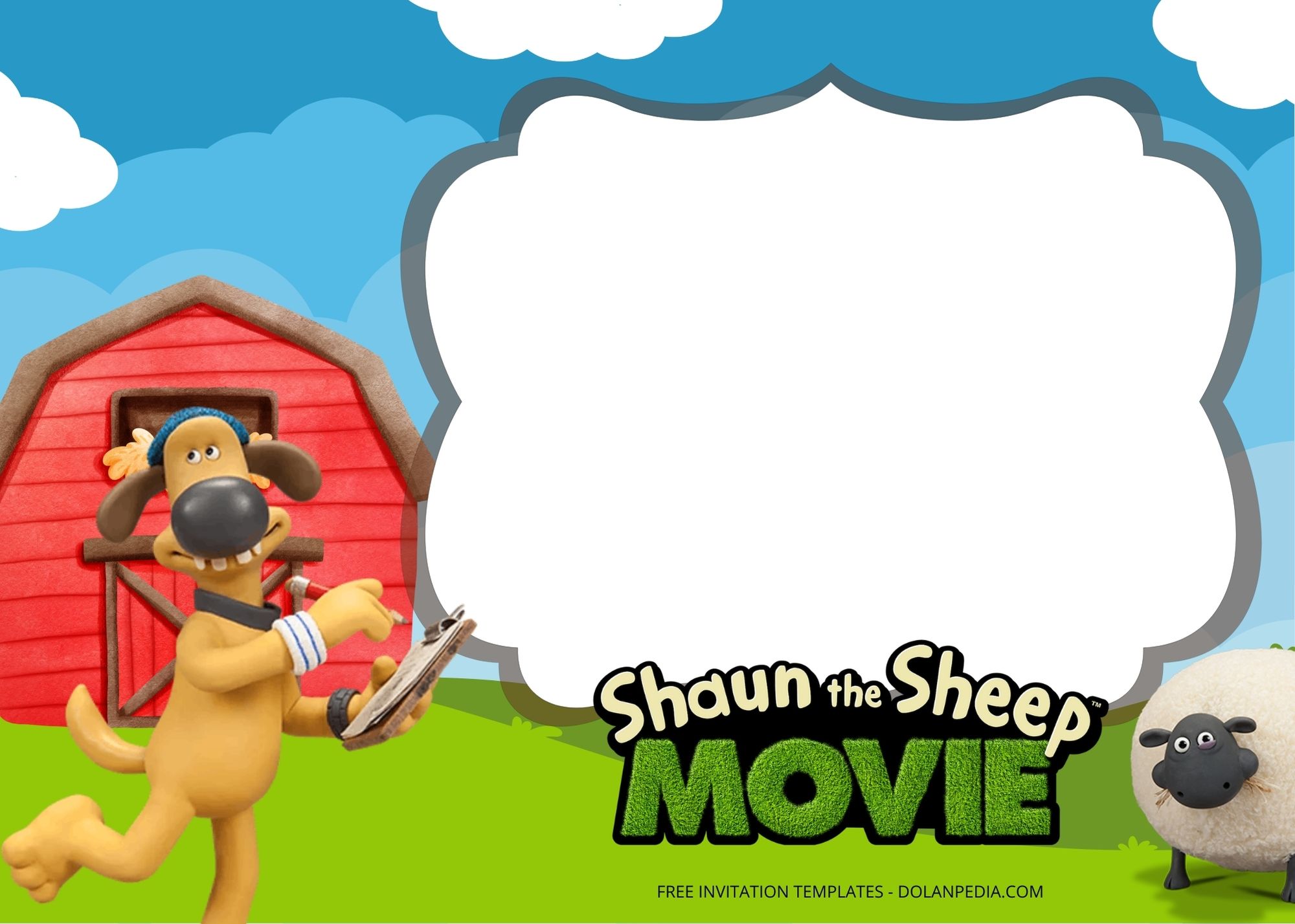 Blank Shaun The Sheep Birthday Invitation Templates FOur