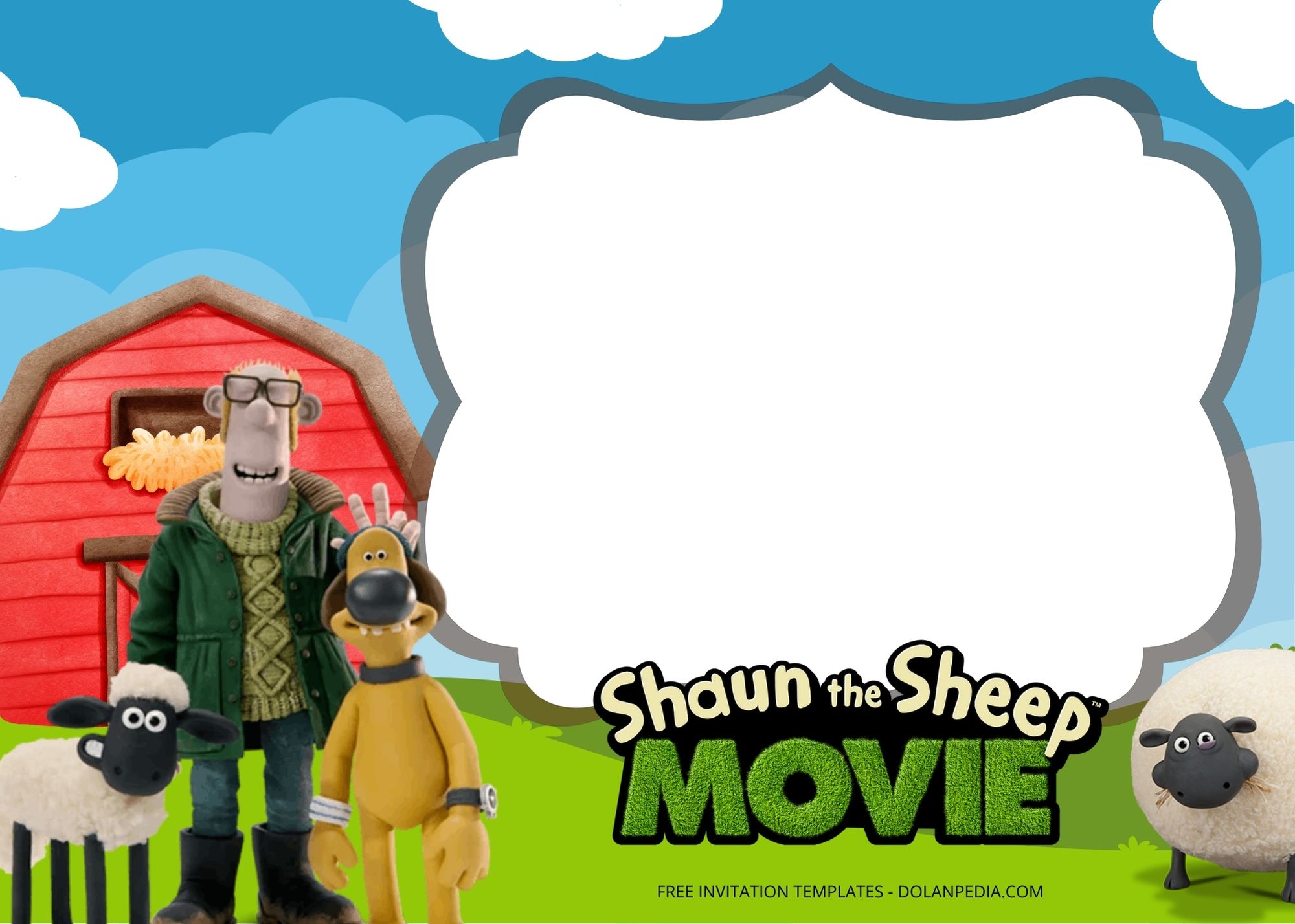 Blank Shaun The Sheep Birthday Invitation Templates Two