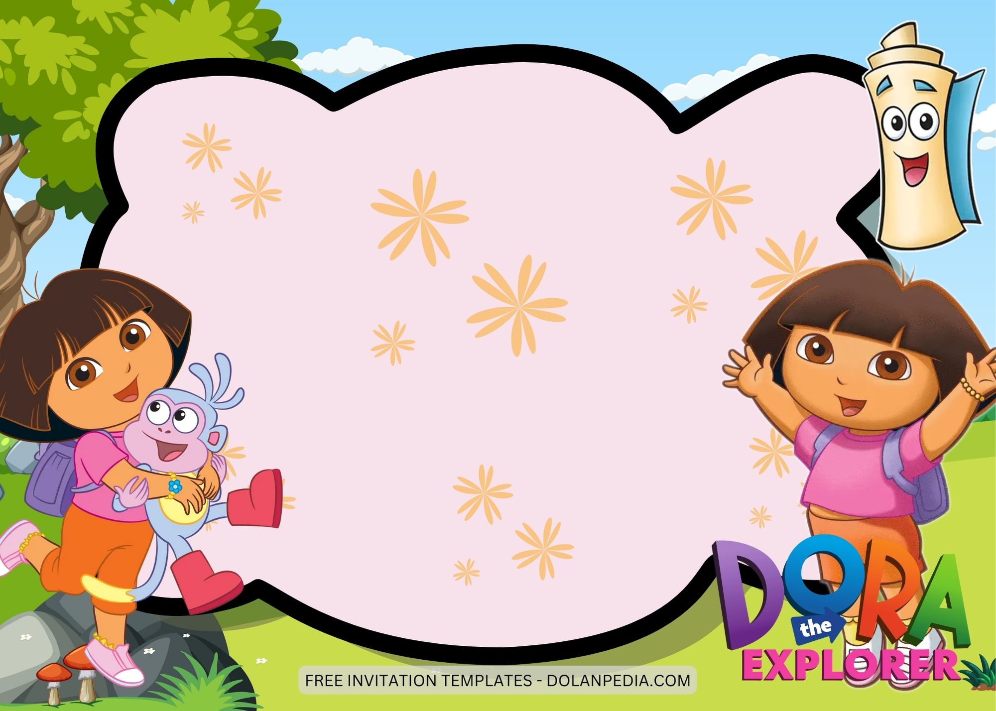 Blank Dora The Explorer Birthday Invitation Templates One