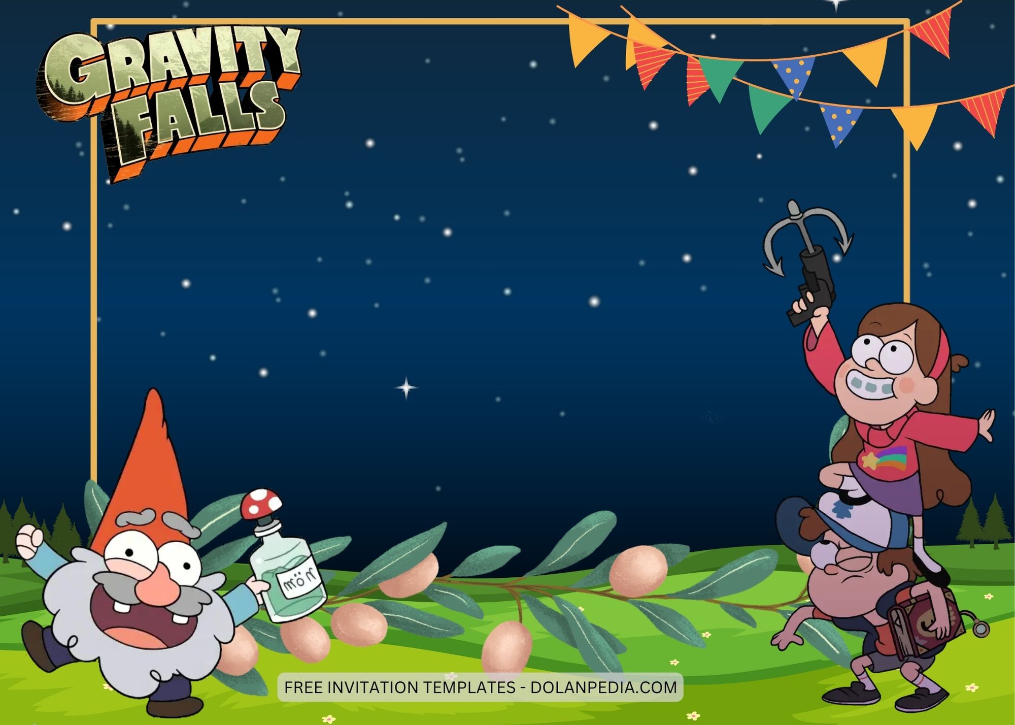 Blank Gravity Falls Birthday Invitation Templates Four