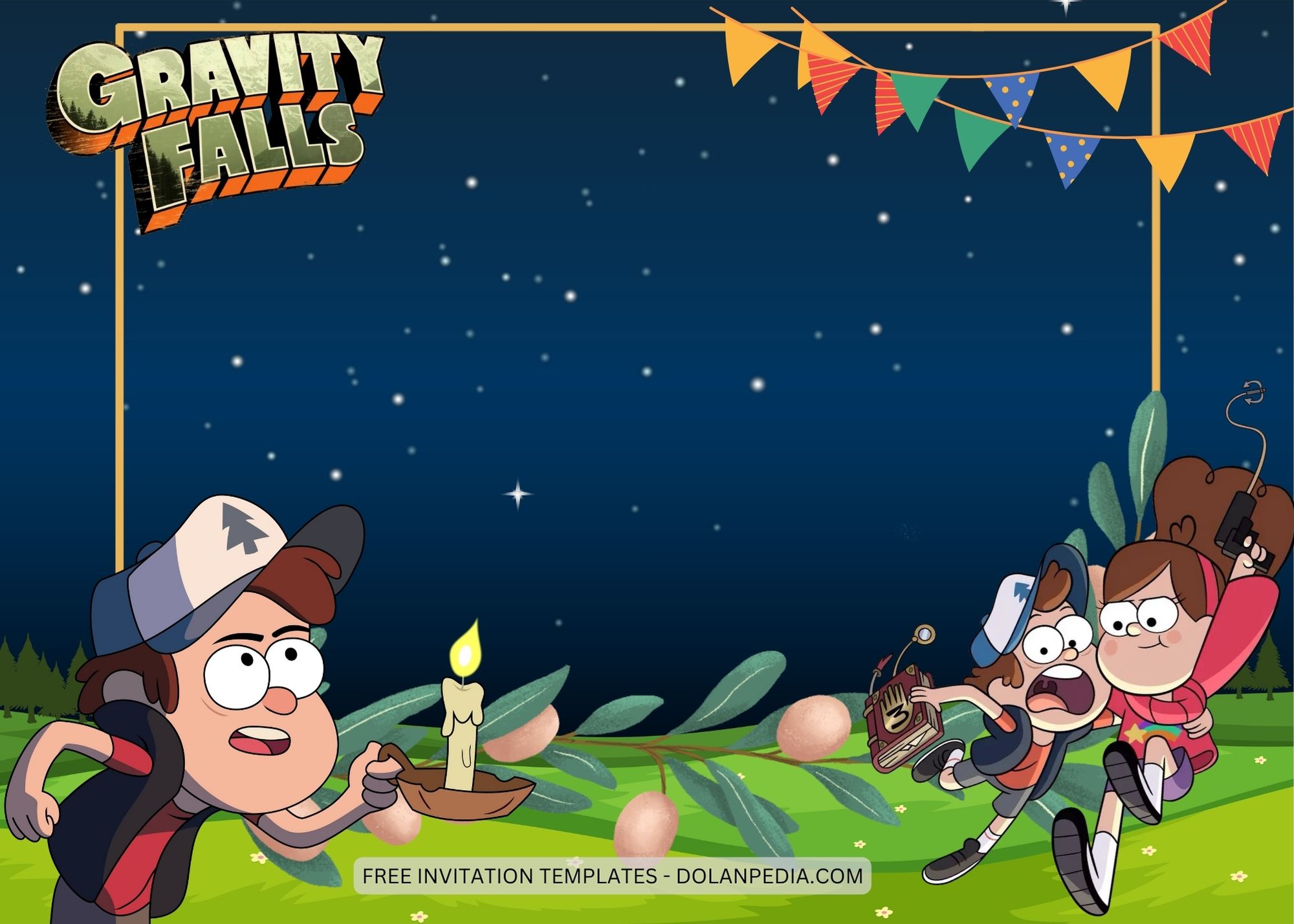 Blank Gravity Falls Birthday Invitation Templates Two