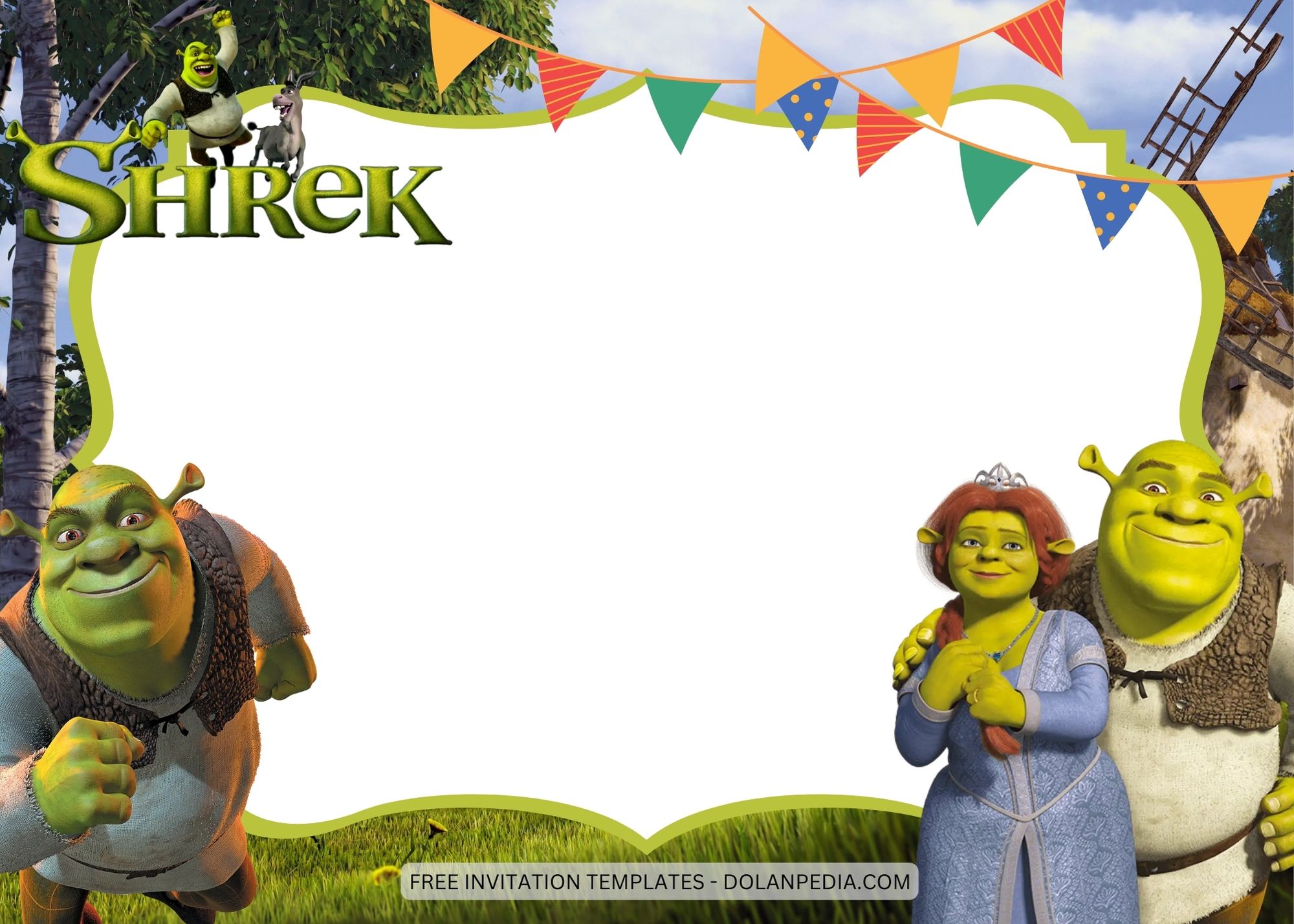 Blank Shrek Birthday Invitation Templates Four
