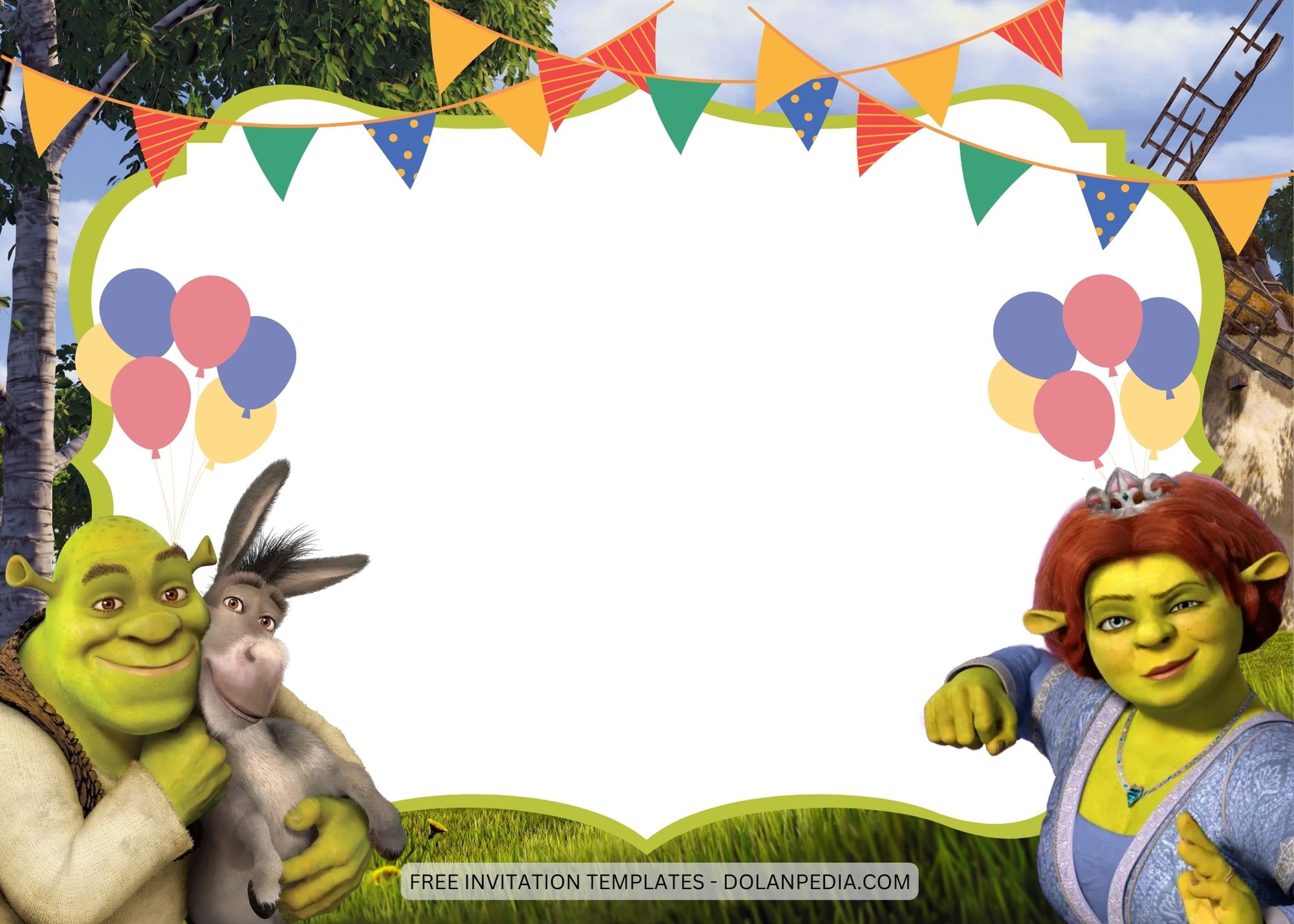 Blank Shrek Birthday Invitation Templates One