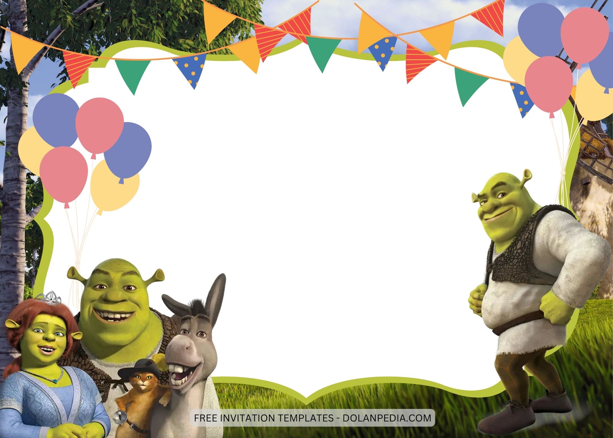 Blank Shrek Birthday Invitation Templates Three