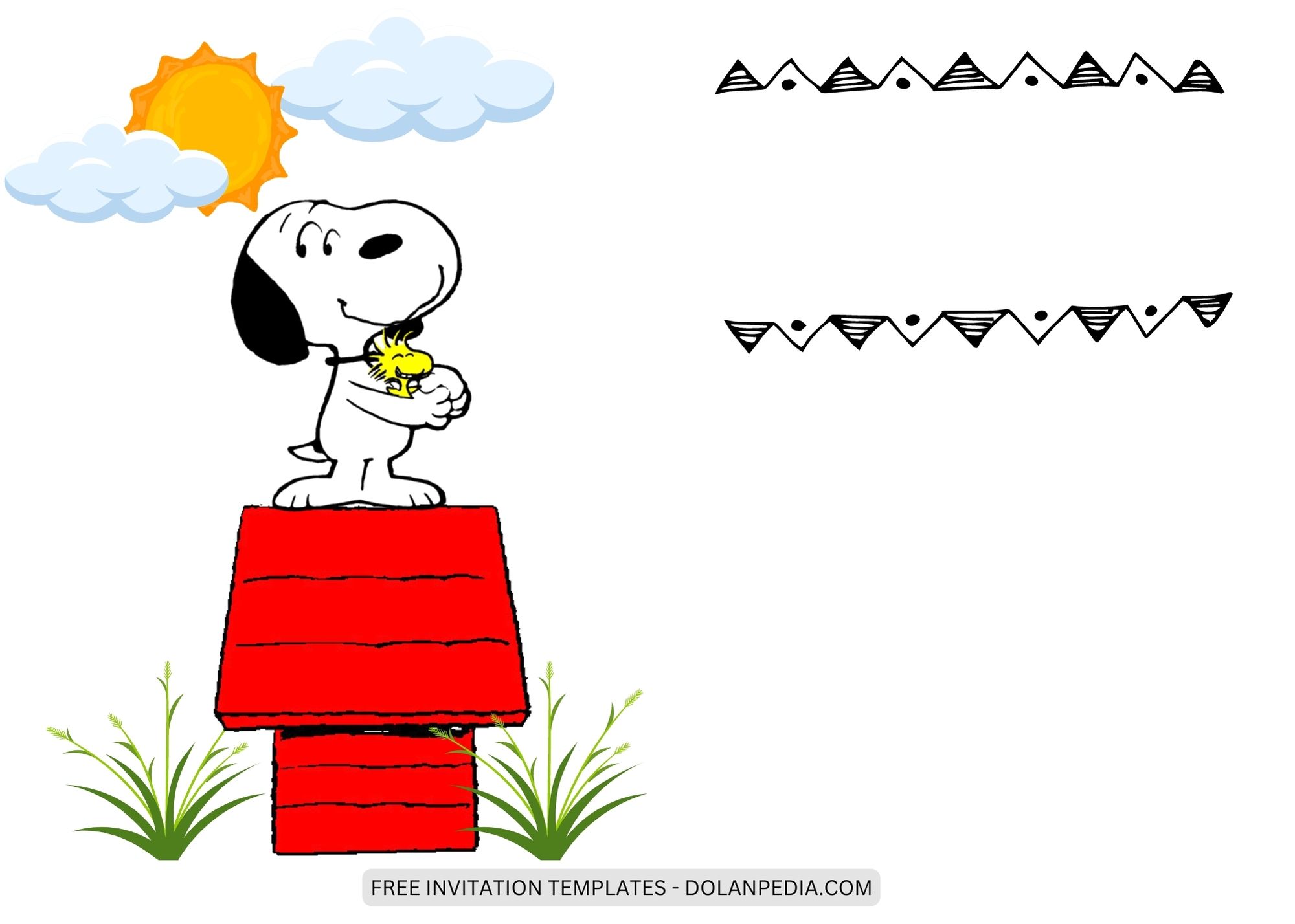 Blank Snoopy Birthday Invitation Templates Three