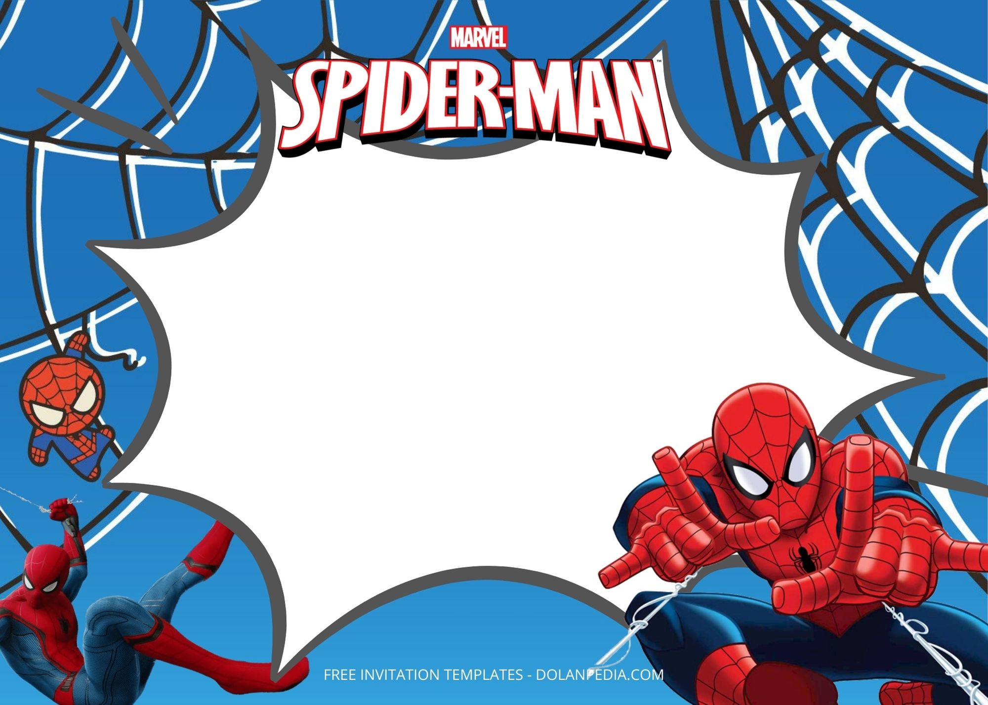 Blank Spiderman Birthday Invitation Templates Five